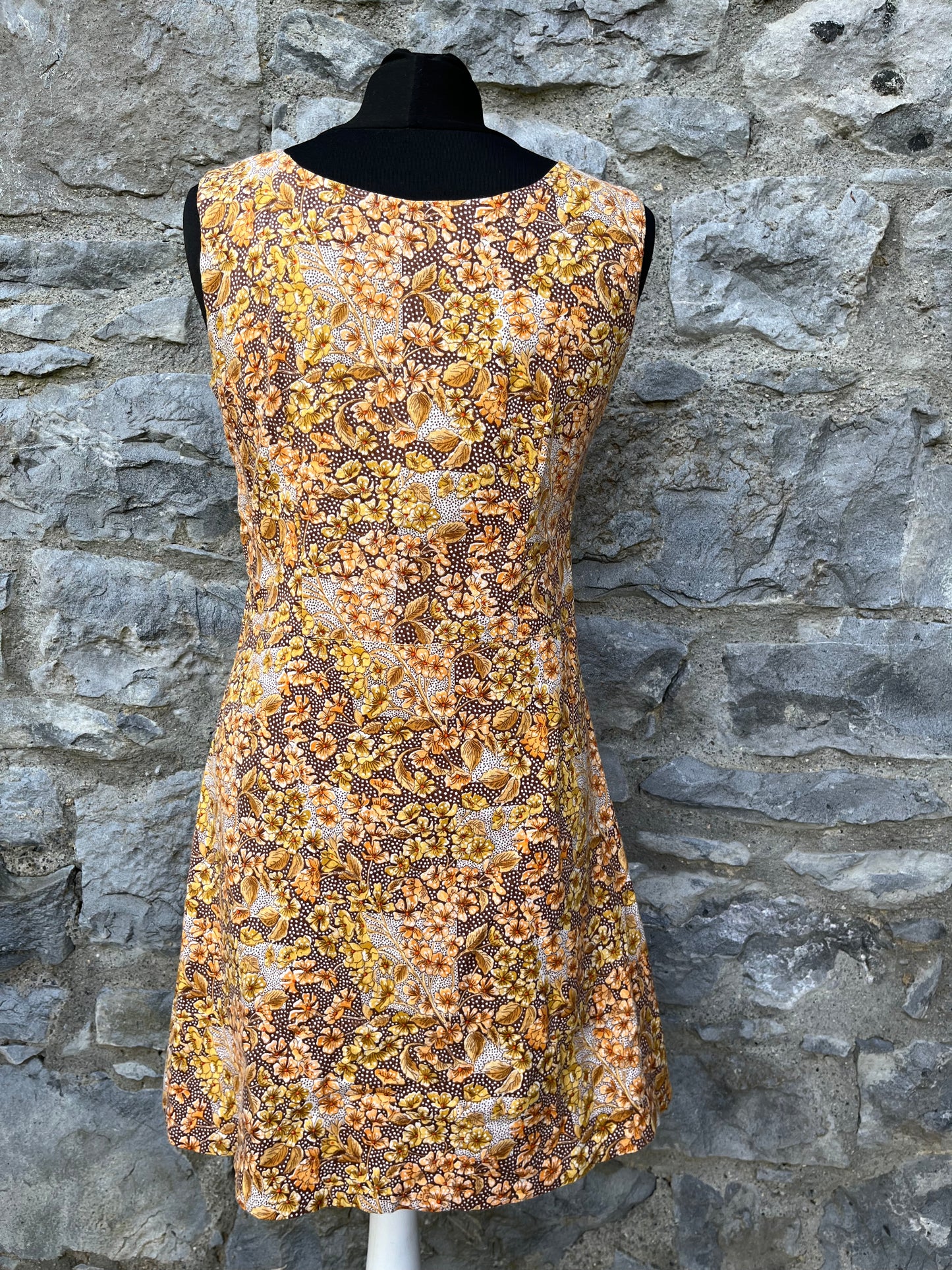 90s brown flowers mini dress uk 8