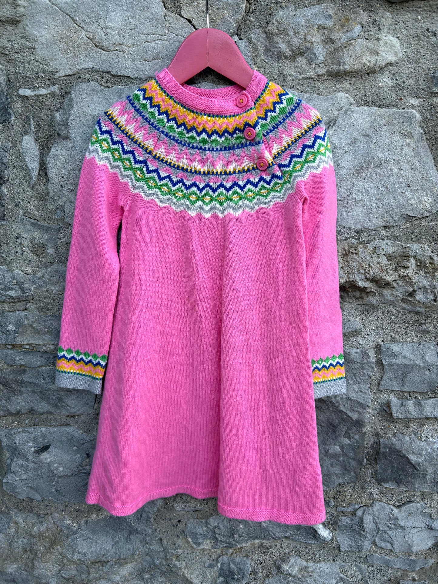 Lucy Dress Bright Petal Pink knitted dress  5-6y (110-116cm)