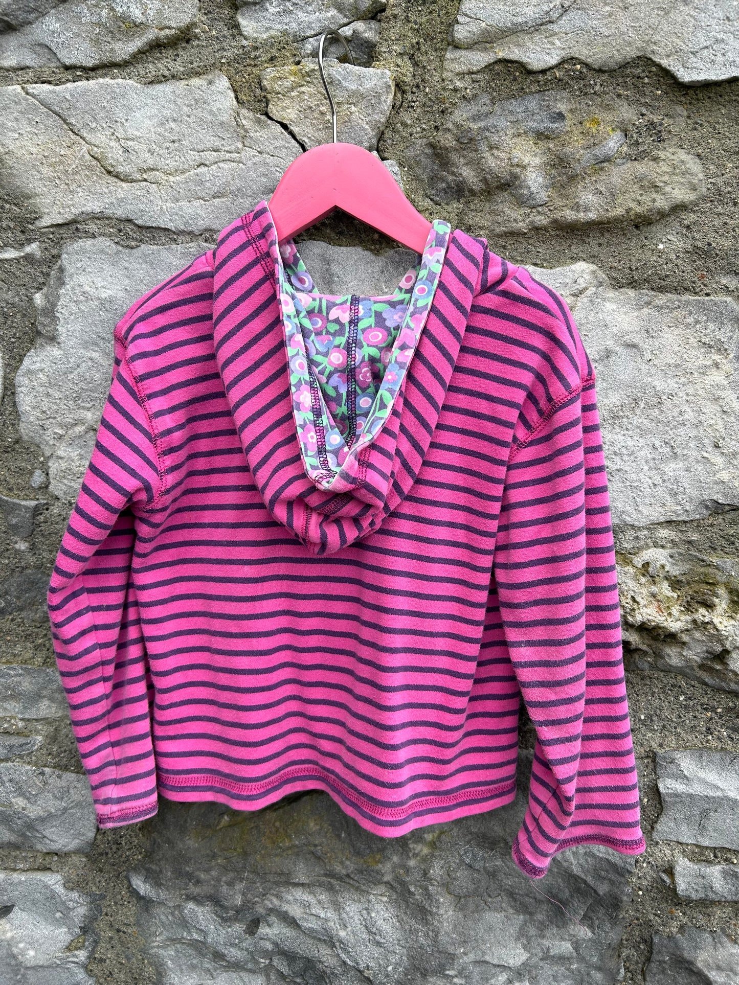 Reversible stripy&floral hoodie   4y (104cm)