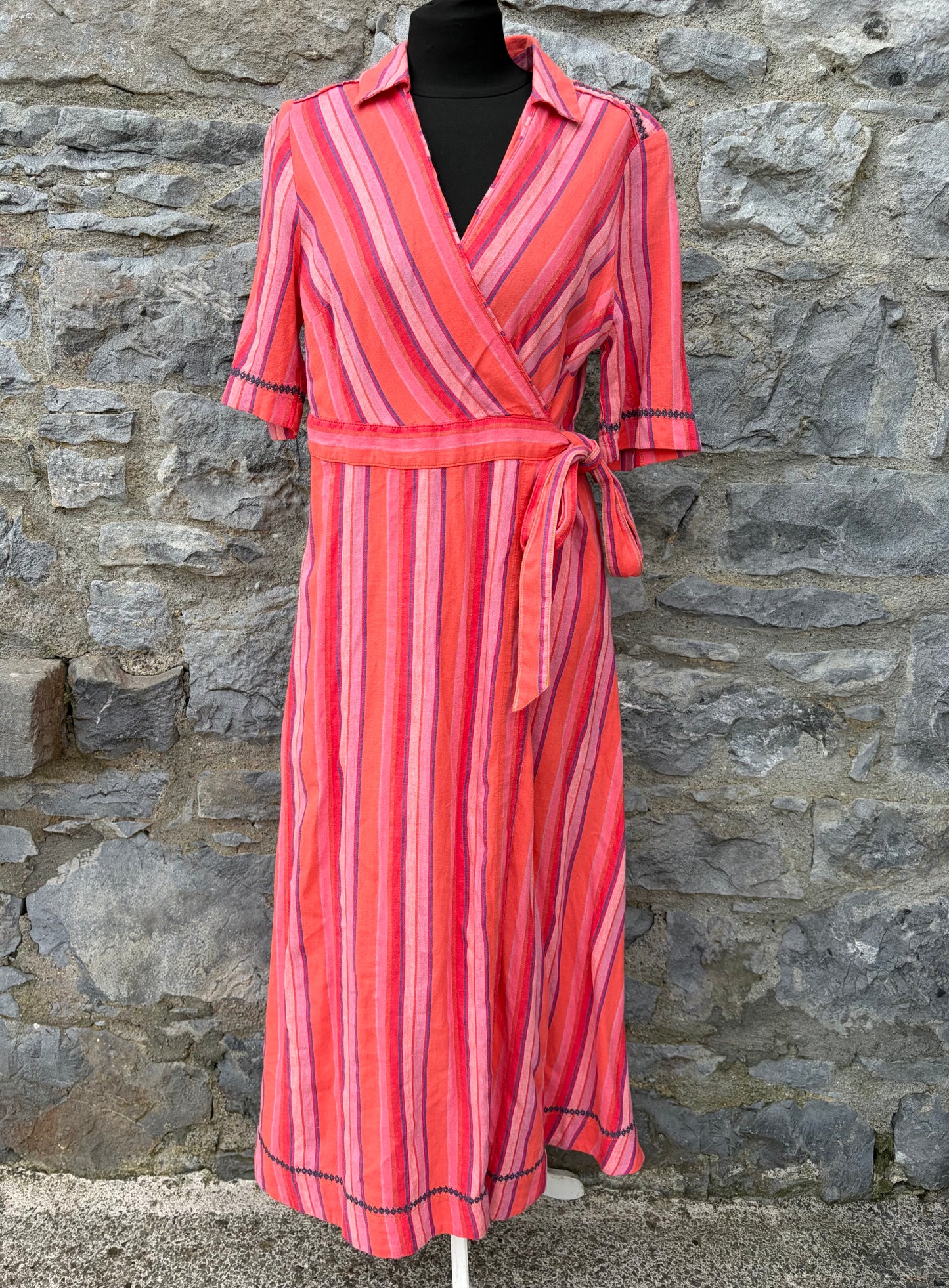 Felicity' striped pink wrap dress uk 12