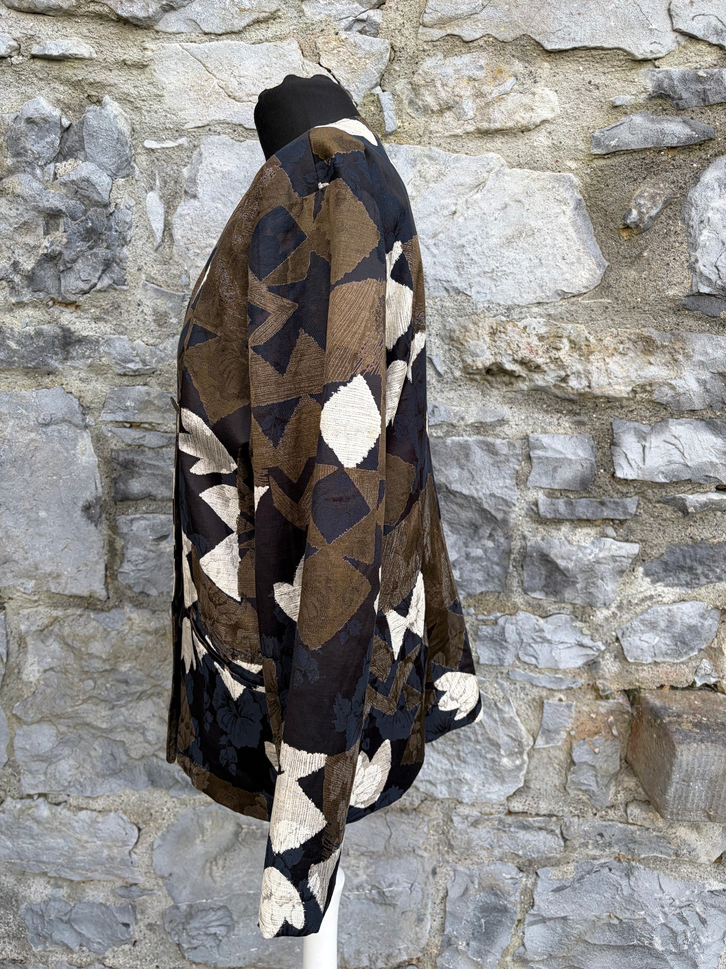 80s brown geometric jacket uk 14