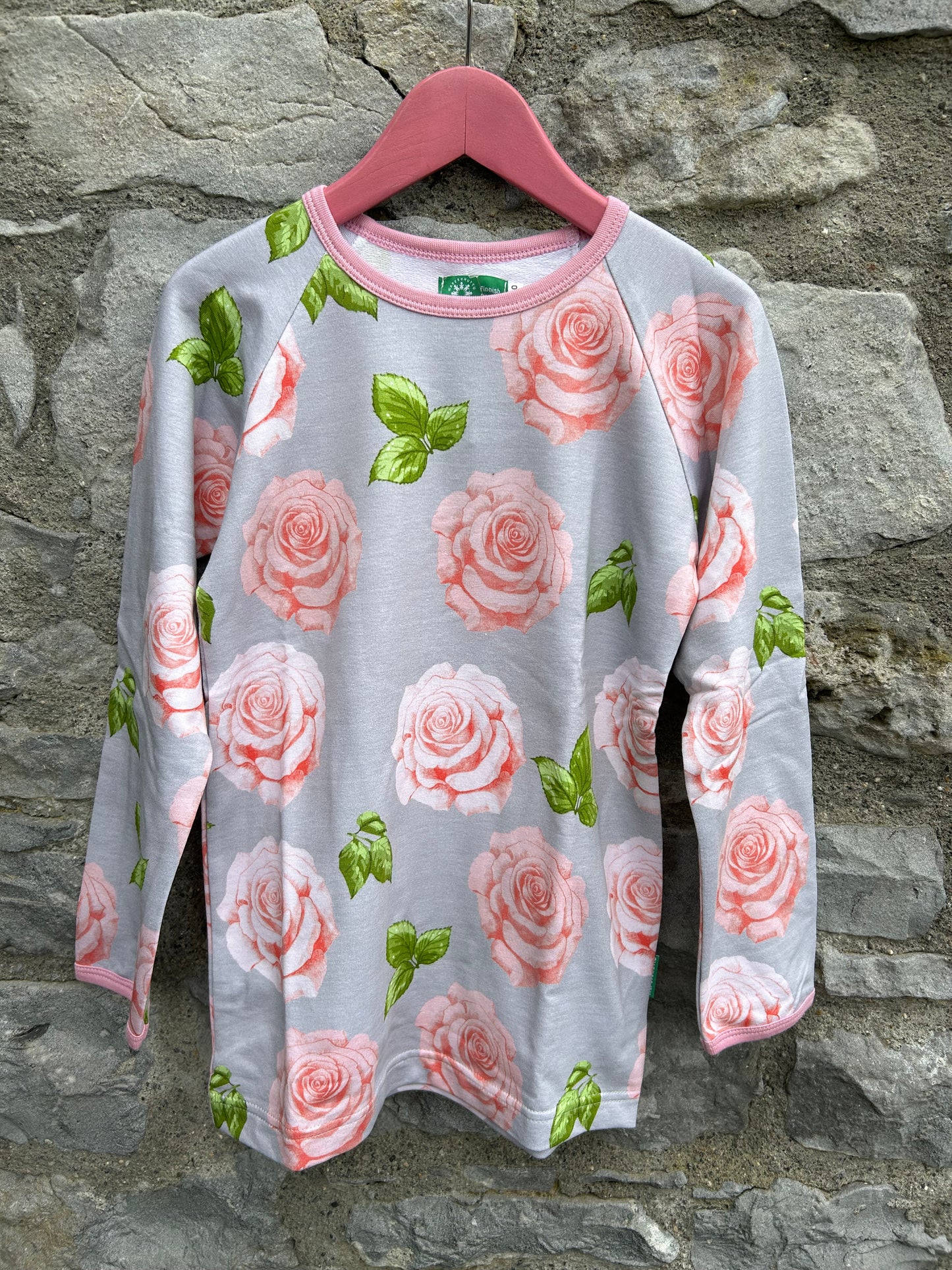 Pink roses grey top  9y (134cm)