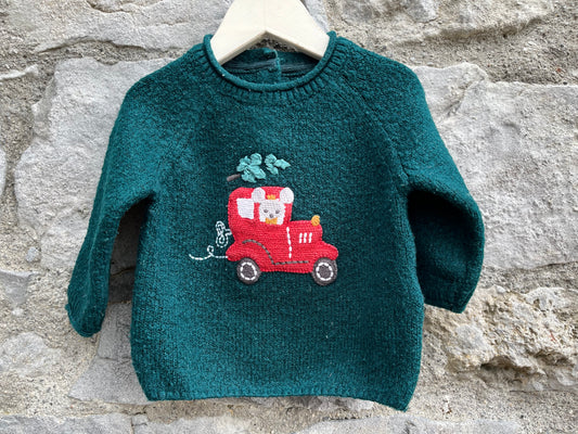 Red car green jumper  0-3m (56-62cm)