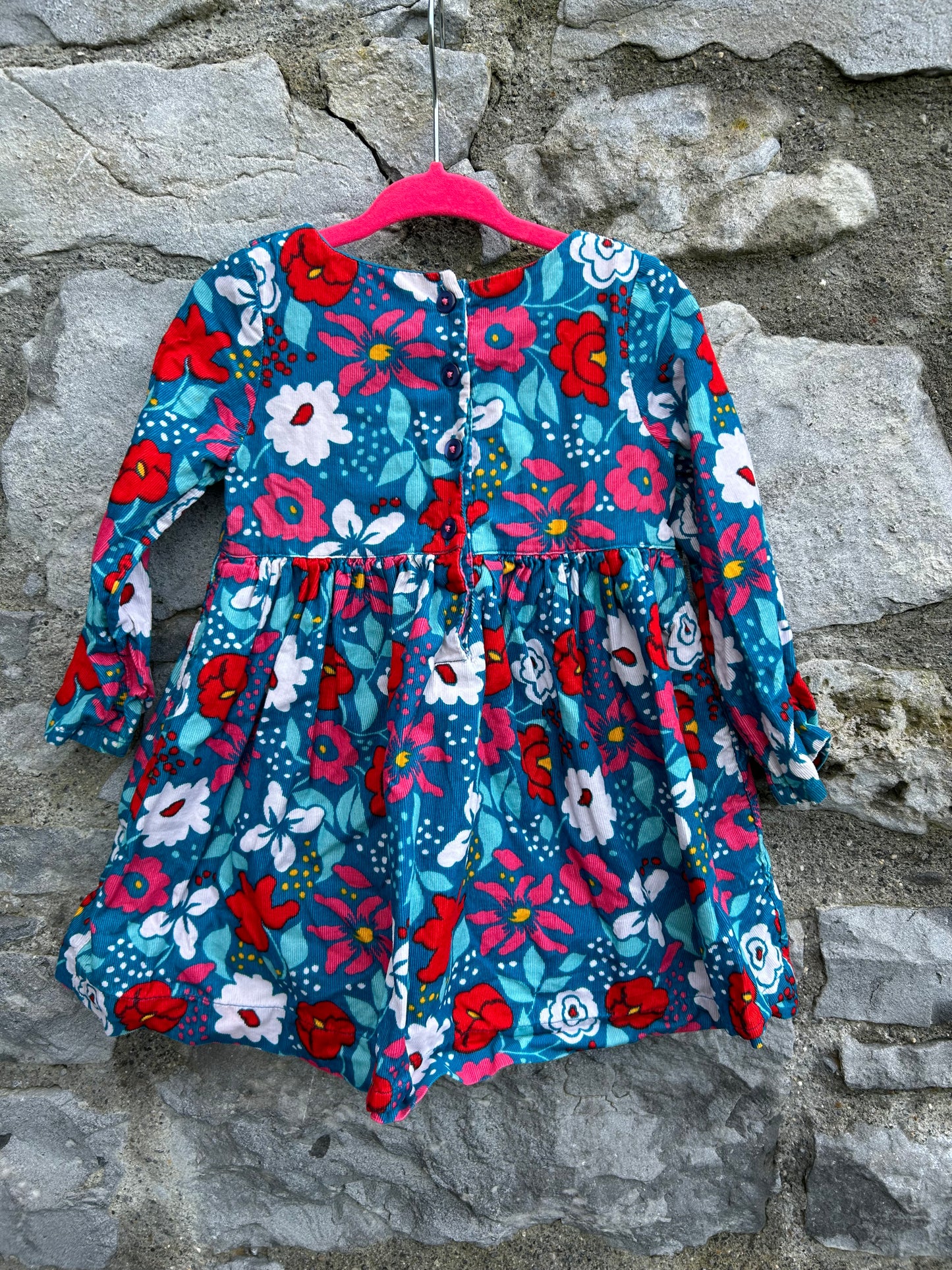 Blue&pink flowers cord dress  12-18m (80-86cm)