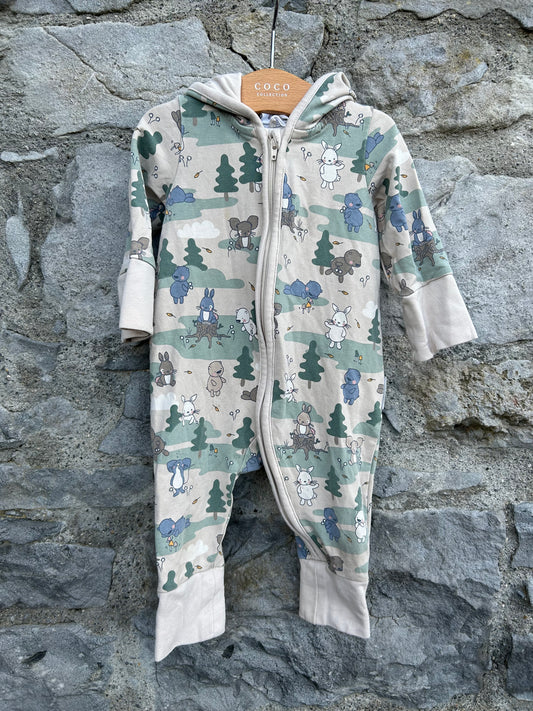Pop woodland animals hooded onesie  0-1m (50-56cm)