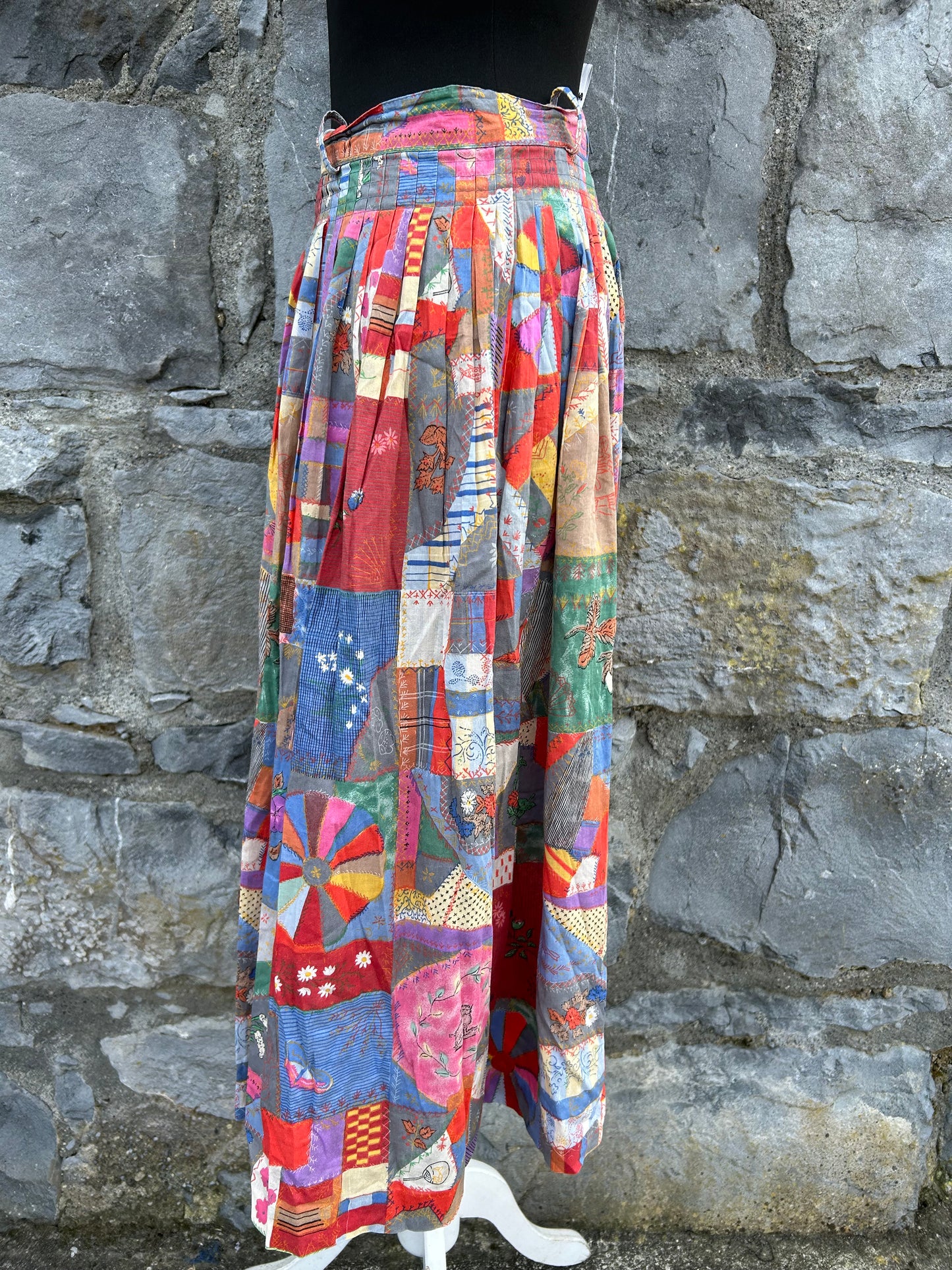 80s colourful patchwork skirt uk 10