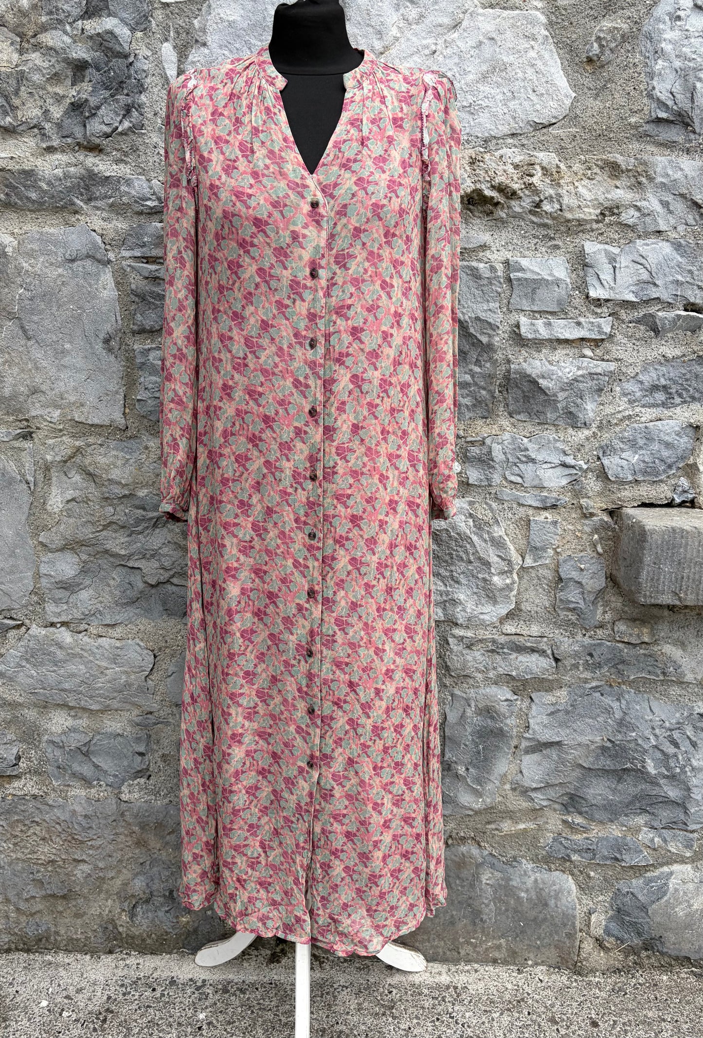 Pink&teal floral shirt dress uk 8-10