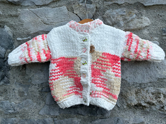 Melange white&orange fleece cardigan  6m (68cm)