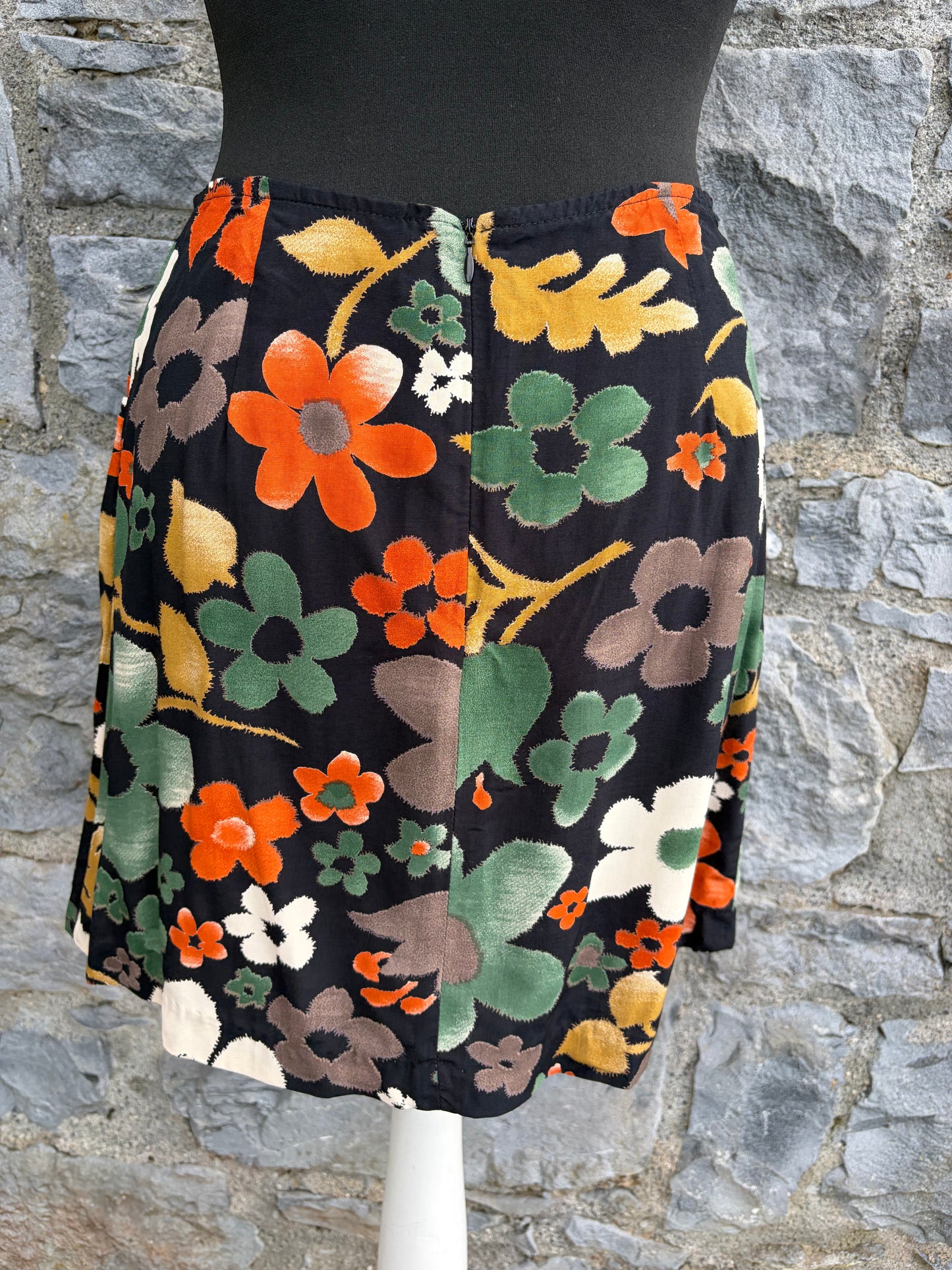 90s big Green&orange flowers skirt
