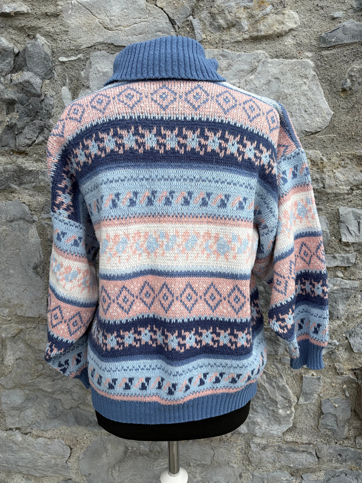 80s pink&blue pants turtle neck jumper uk 10-12