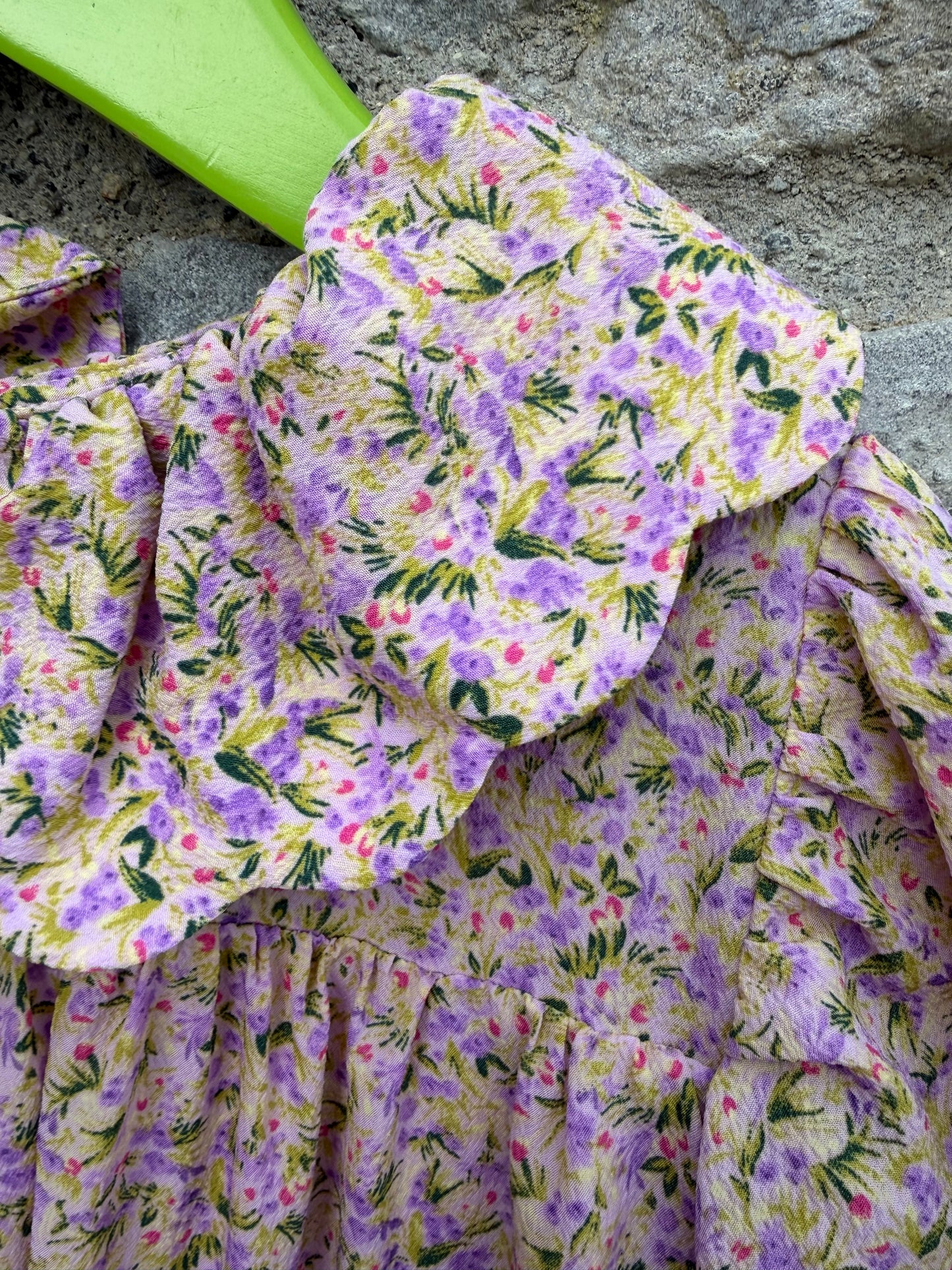 Pink floral big collar dress  4-5y (104-110cm)