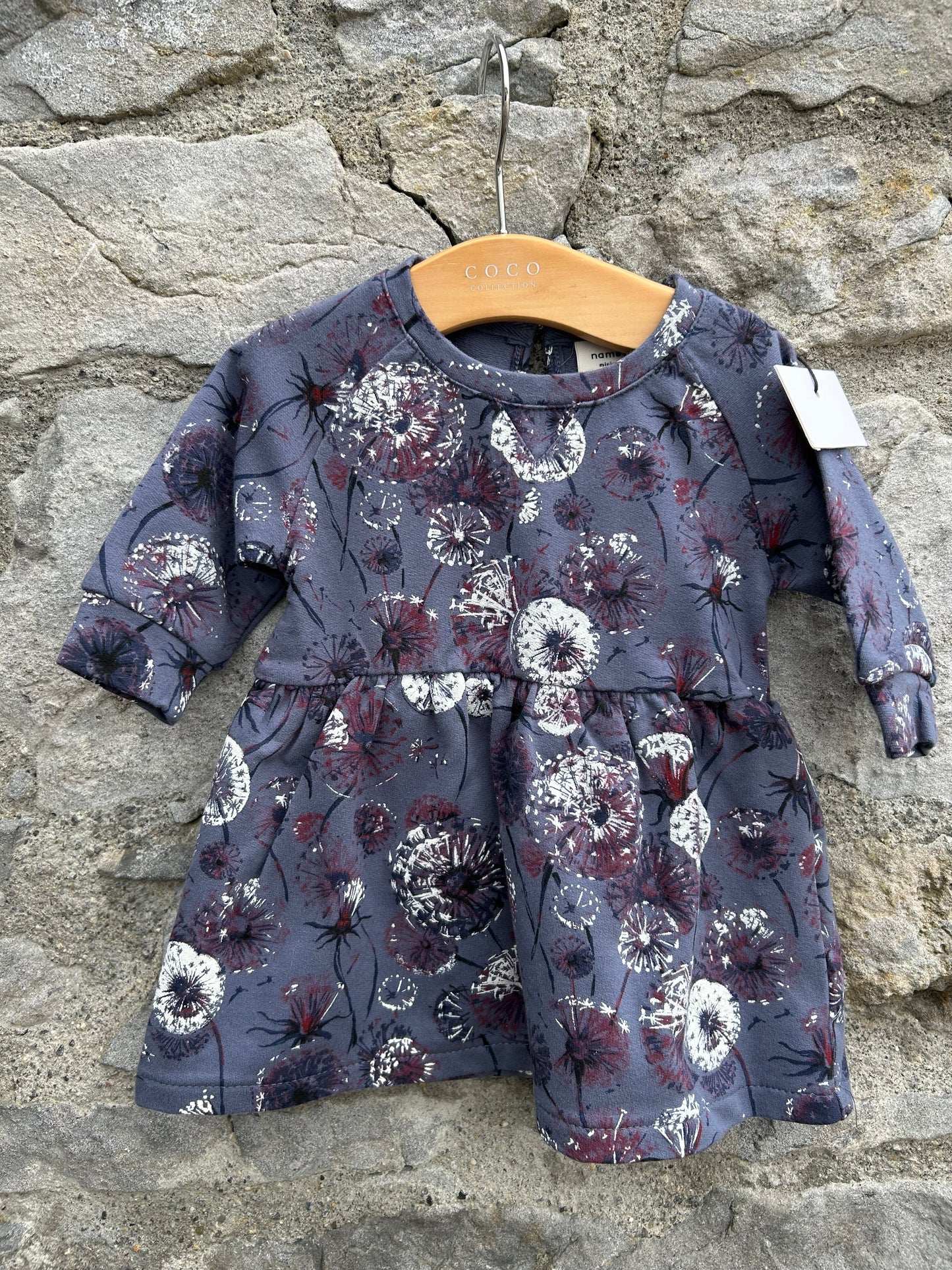 Dandelion grey sweat dress 0-1m (50-56cm)