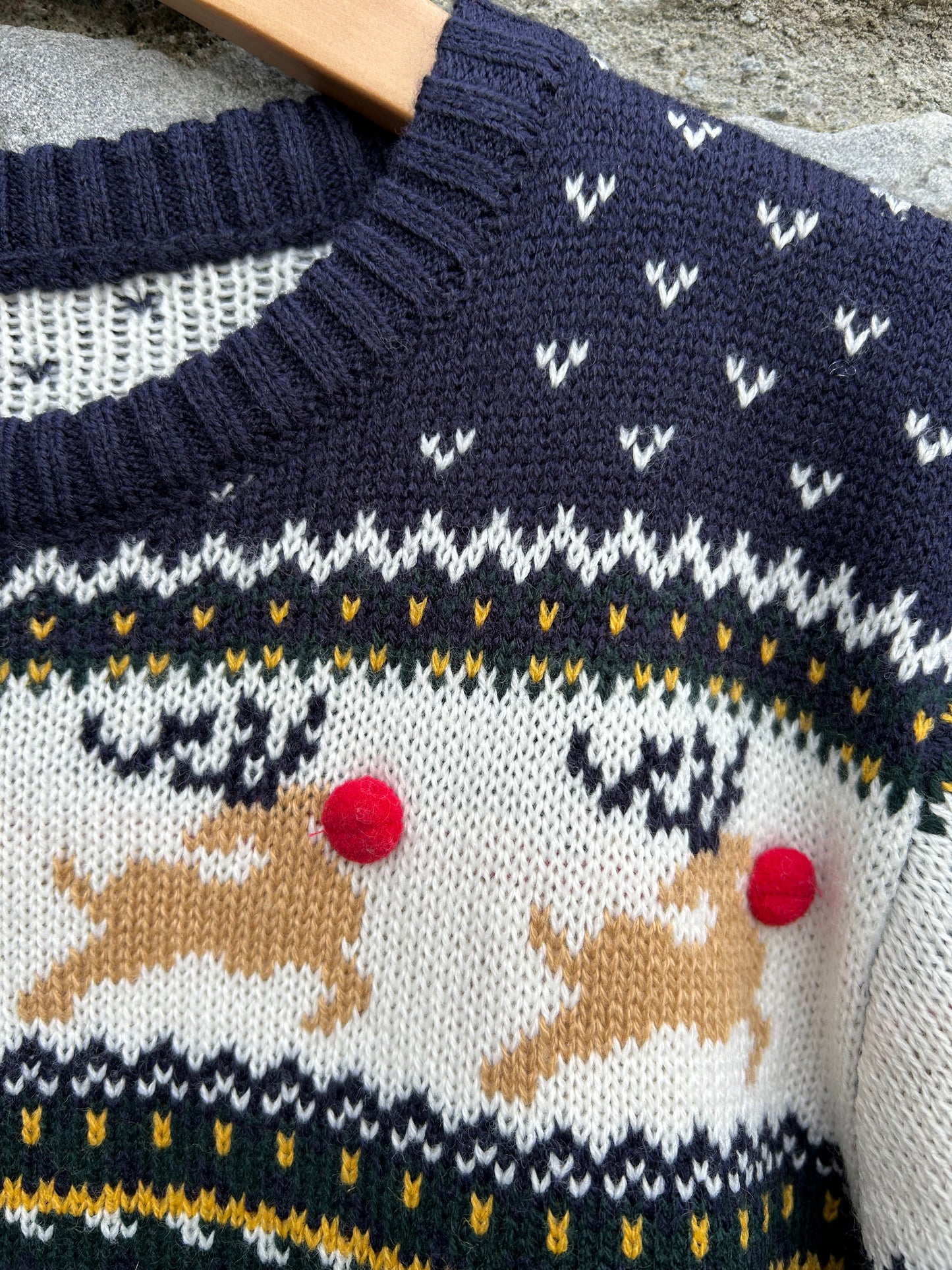 Christmas reindeer navy jumper  11-12y (146-152cm)