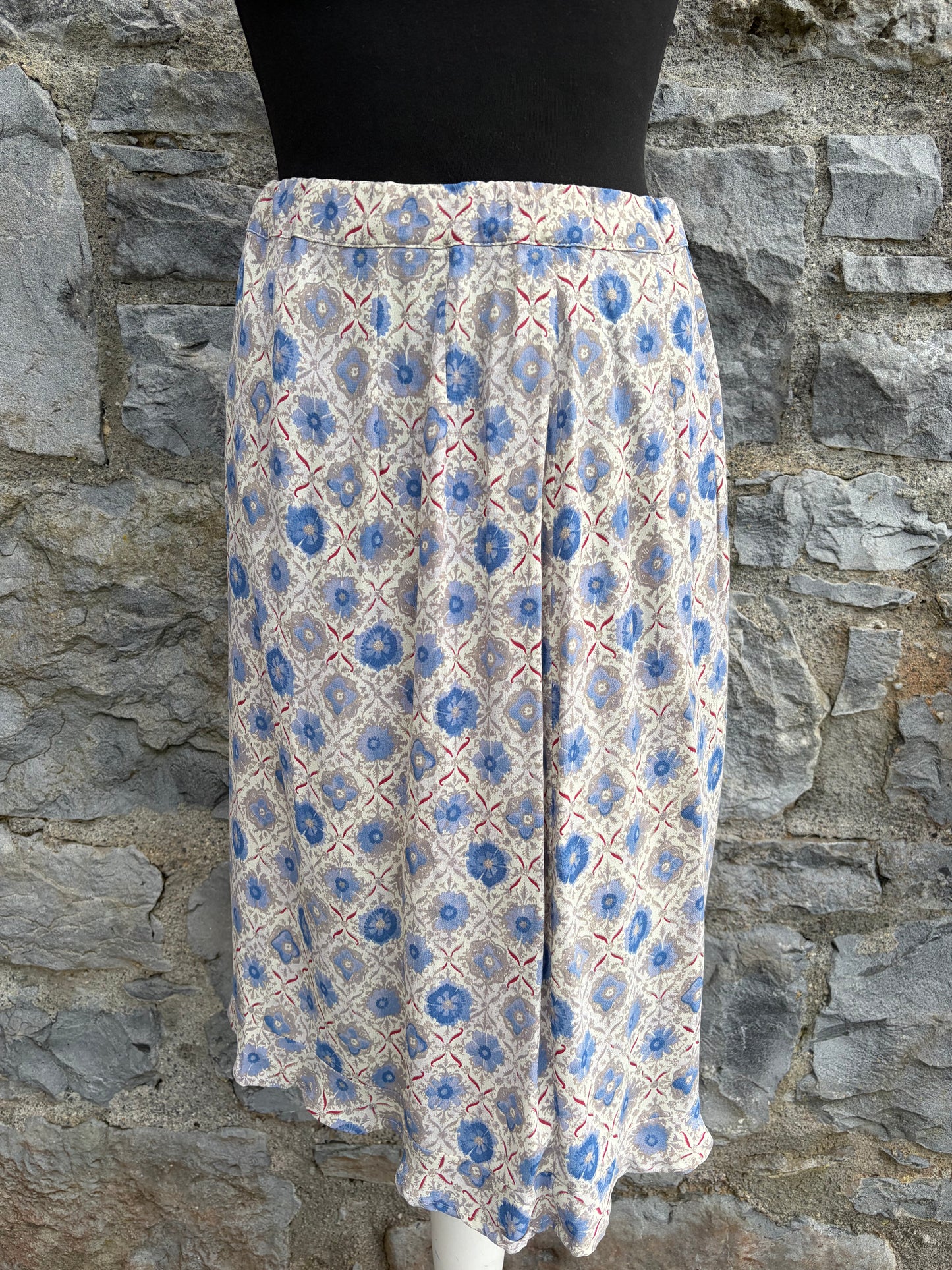 Y2K blue&white geometric print skirt uk 8-10