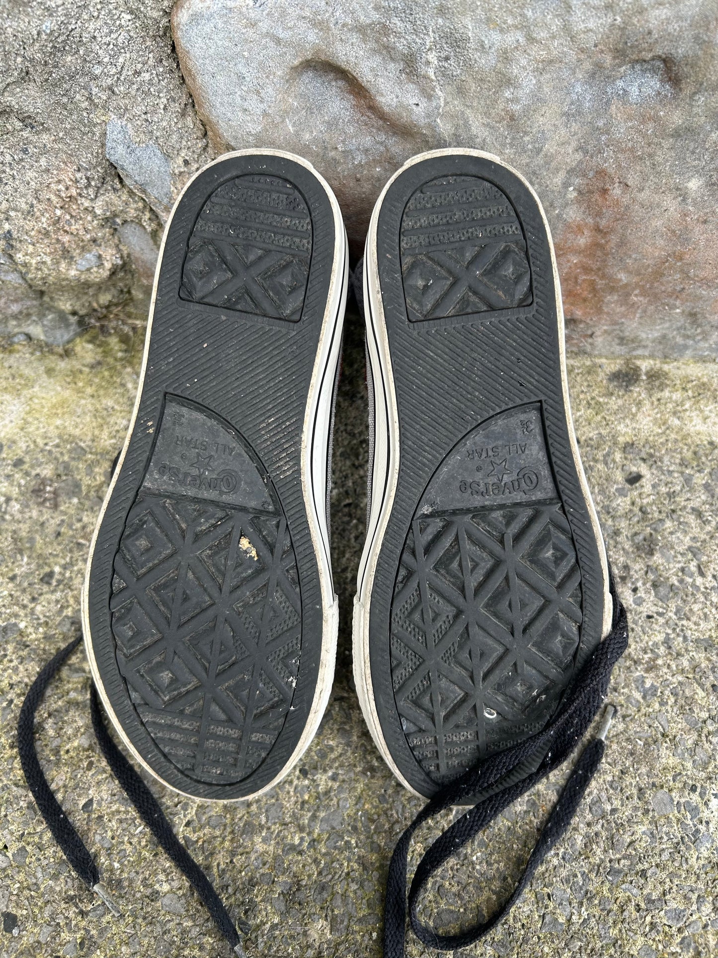 Double tongue grey hi tops trainers  uk 2.5 (eu 35.5)