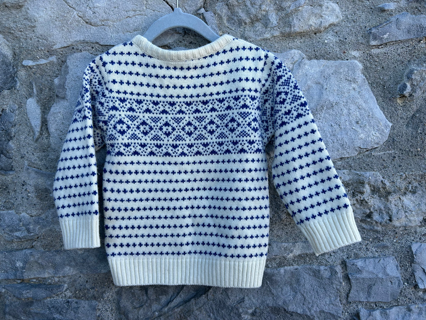 Nordic style White&blue jumper   18-24m (86-92cm)