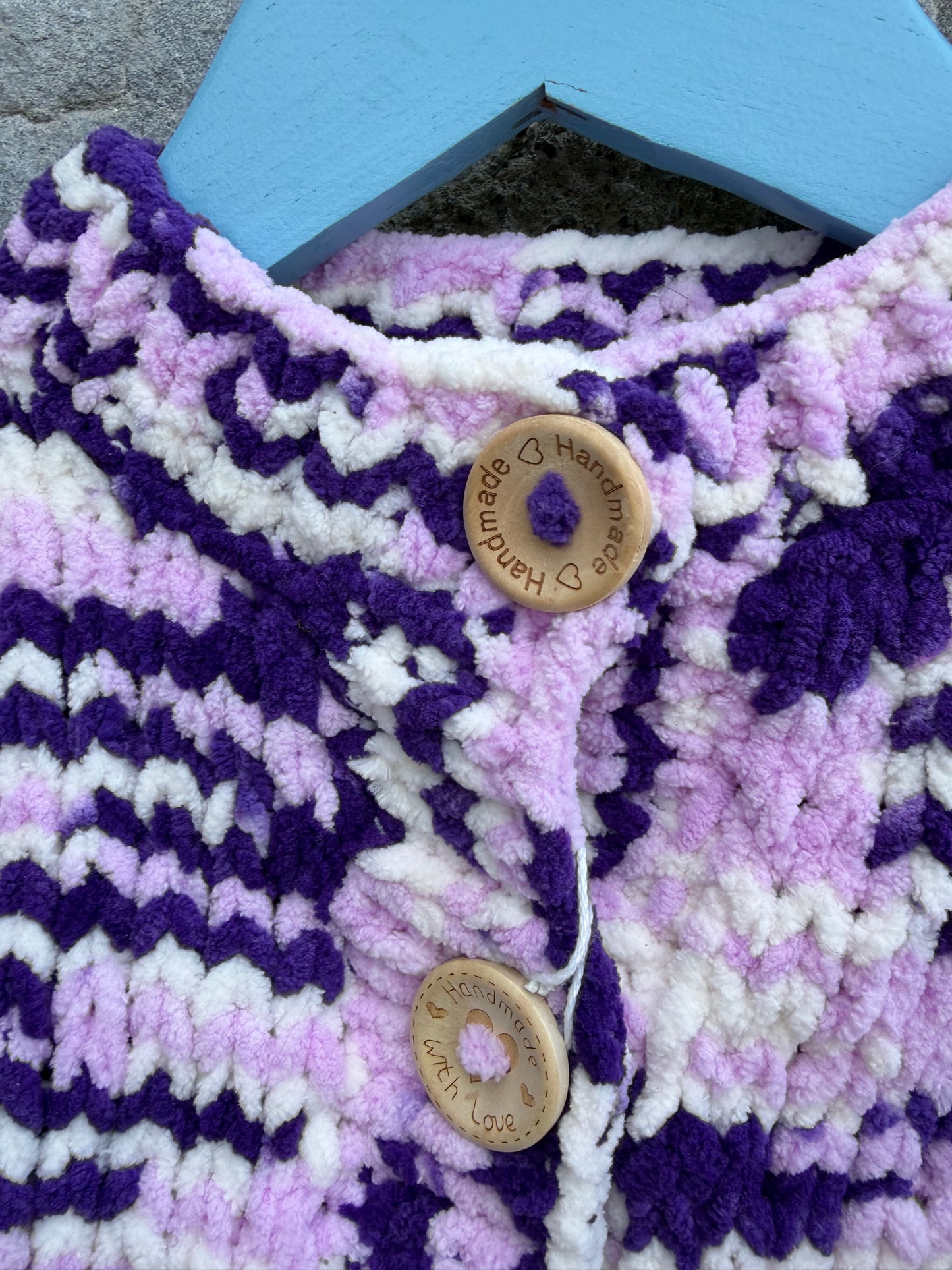 Purple&pink melange fleece cardigan