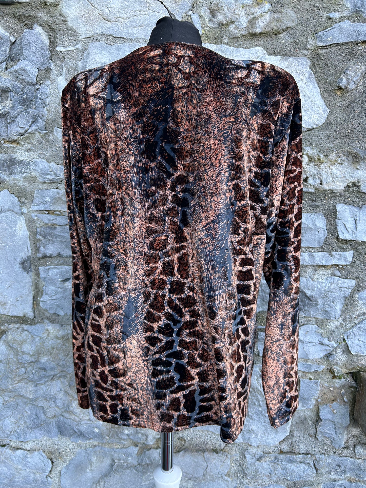 Y2K brown animal print velvet top uk 12