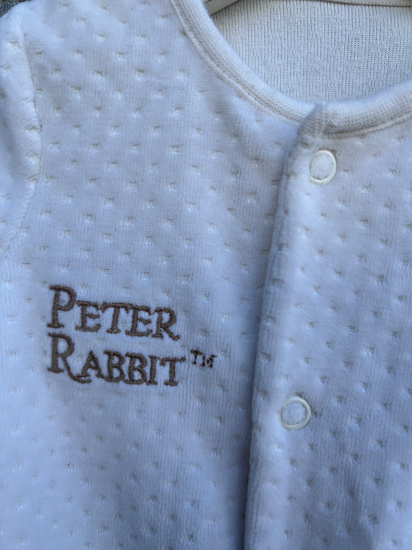 Peter Rabbit cream velour onesie 0-3m (56-62cm)