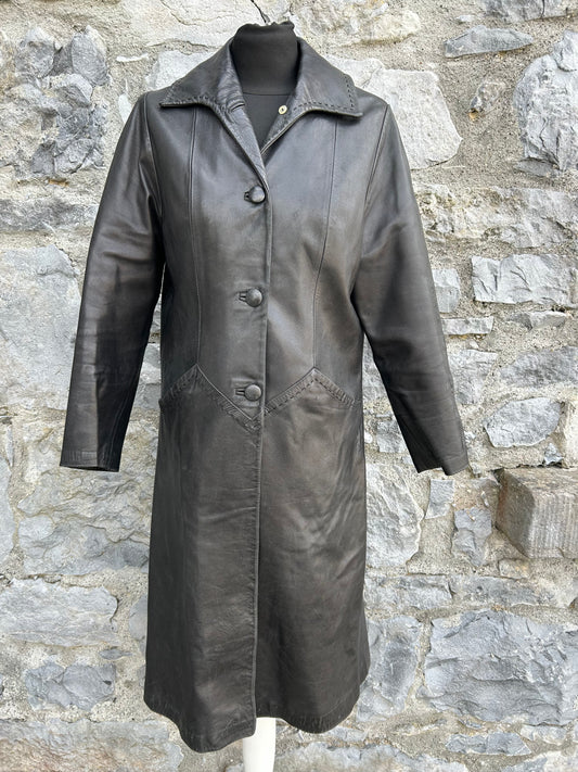 90s black leather coat uk 8