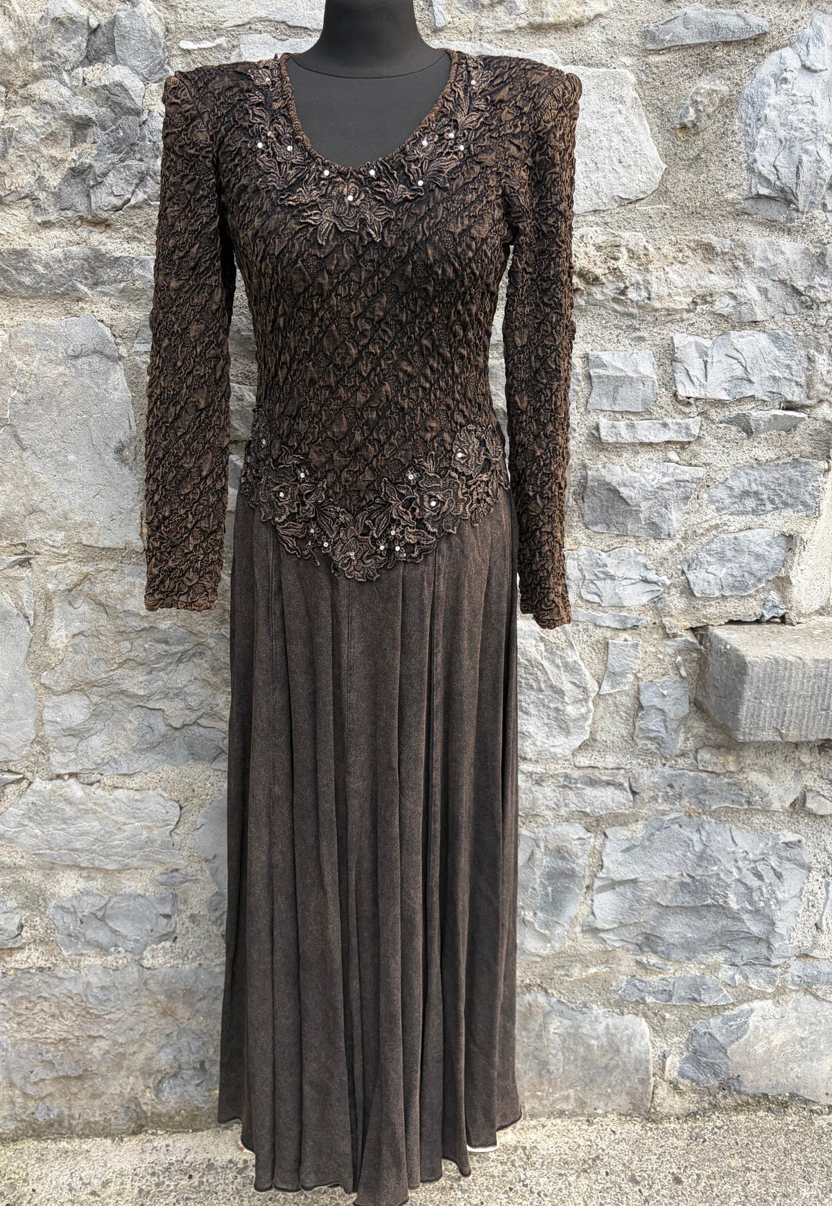 90s lace bodies brown maxi dress uk 12