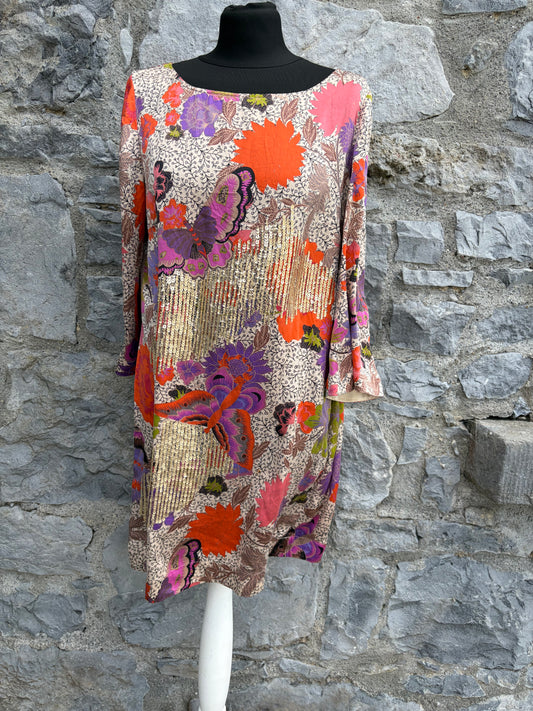 Colourful butterfly silk tunic dress