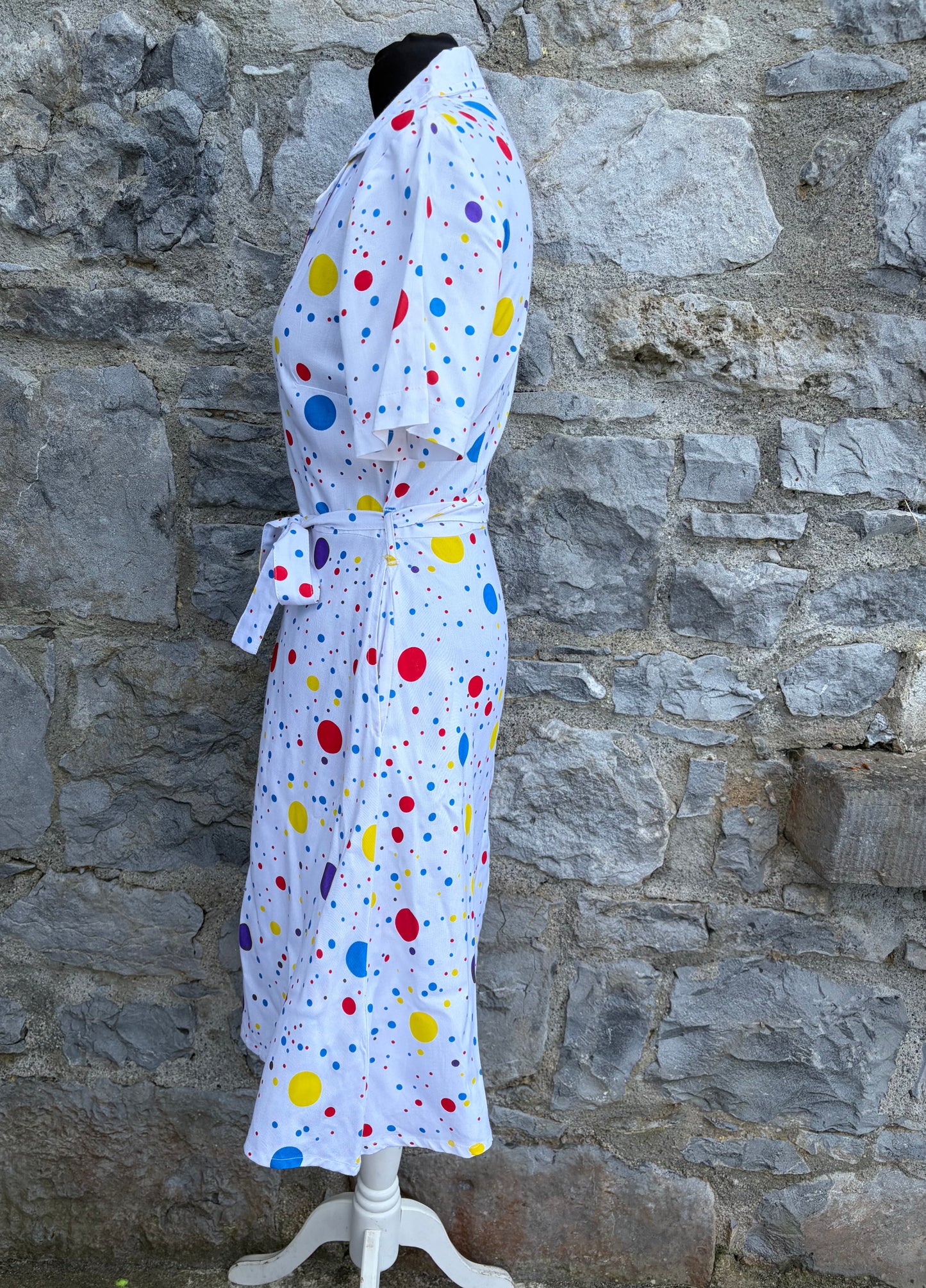 Colourful Dots white dress uk 10