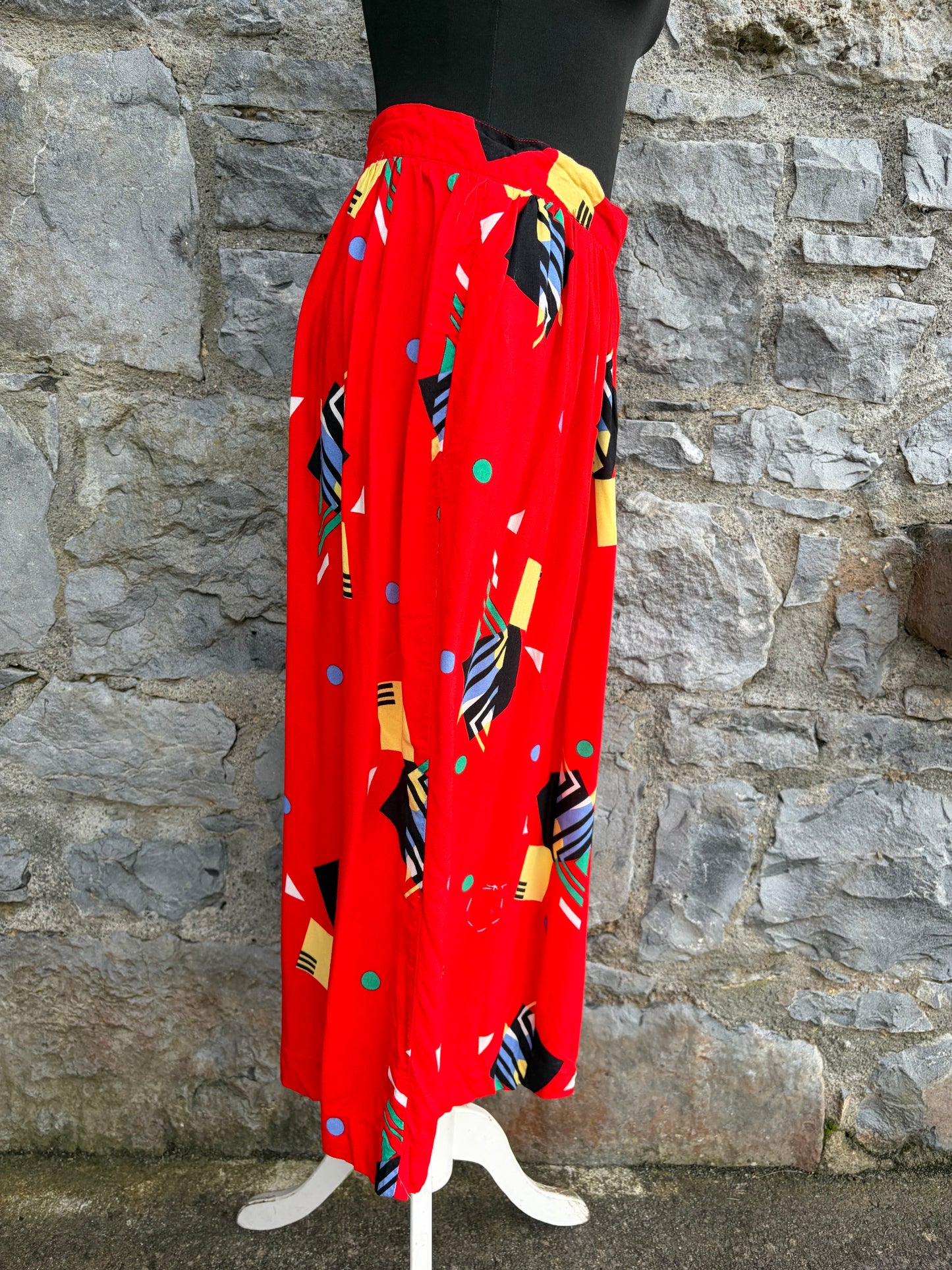 80s abstract red skirt uk 8