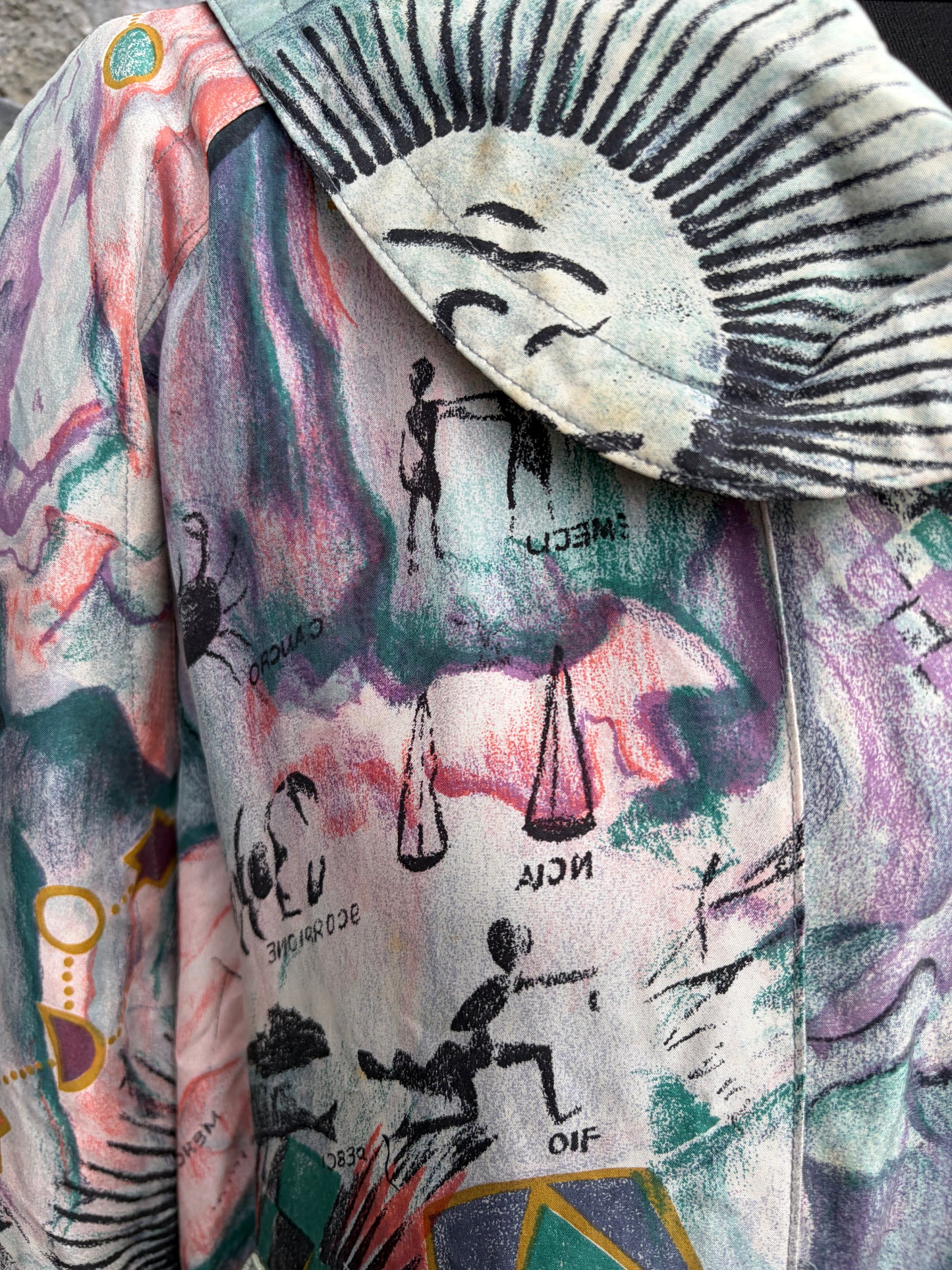 80s abstract zodiac signs jacket uk 16