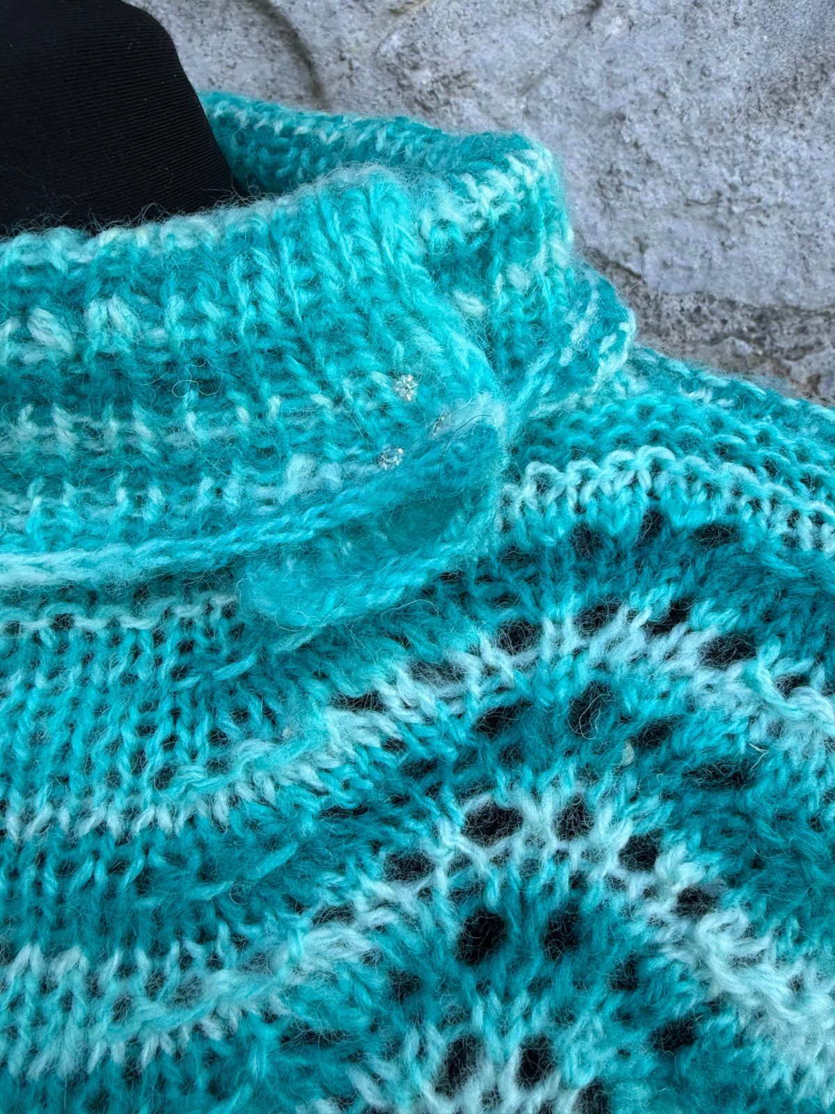 90s aquamarine stripy high neck jumper uk10