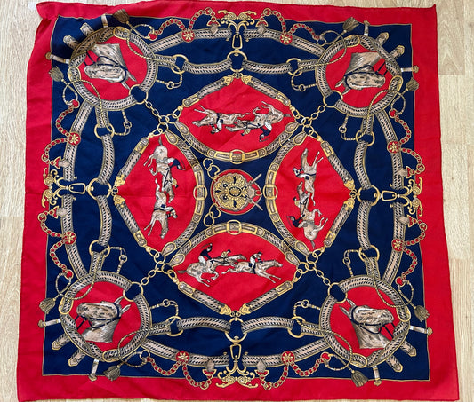 Navy&red horses scarf