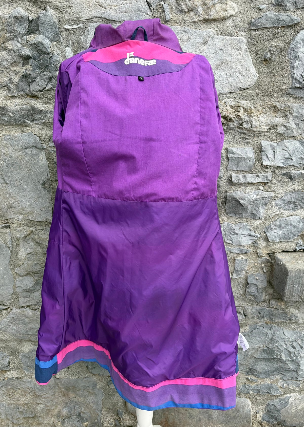 Purple&pink stripy raincoat uk 8