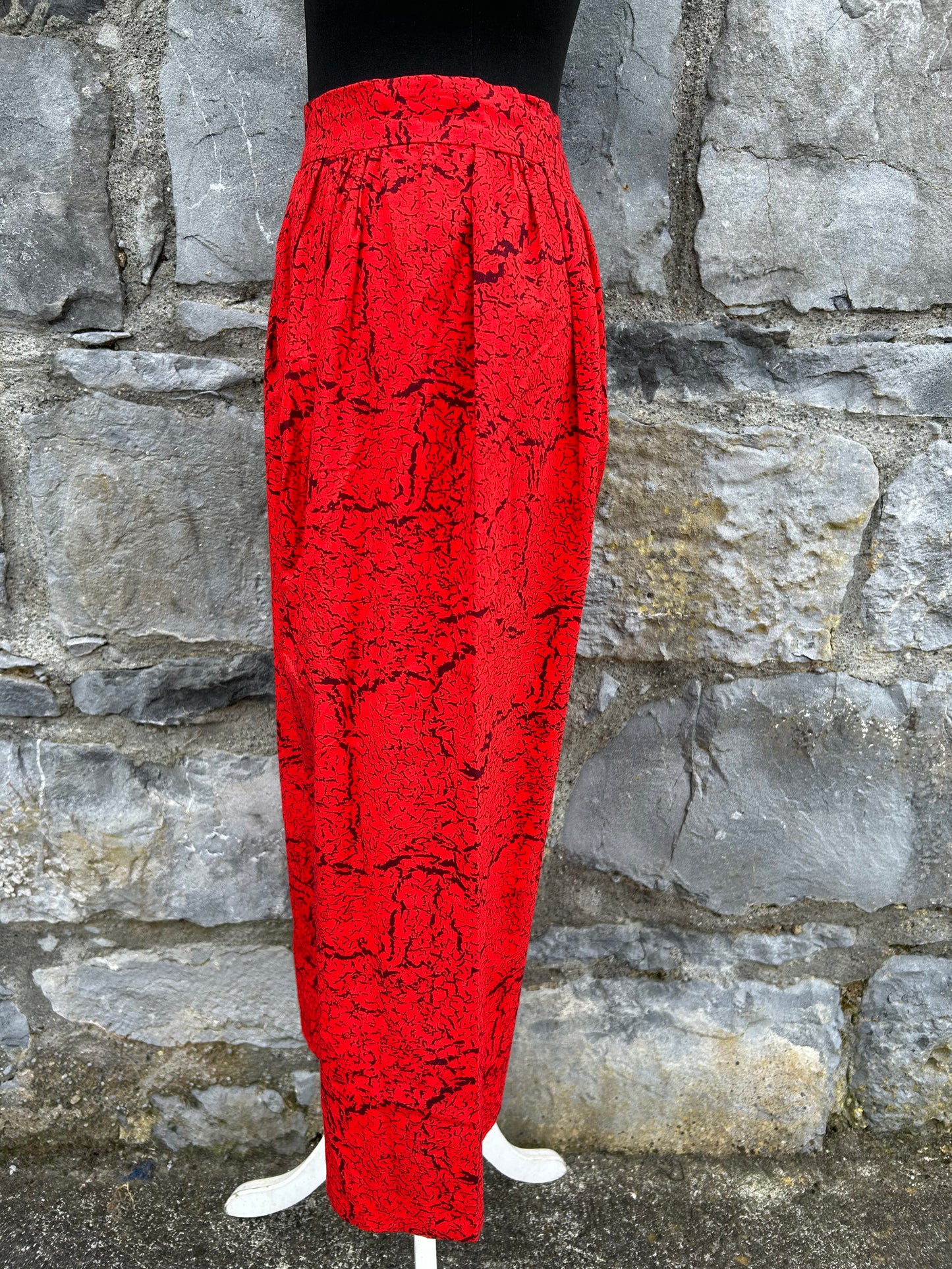 90s red scribbles midi skirt uk 8