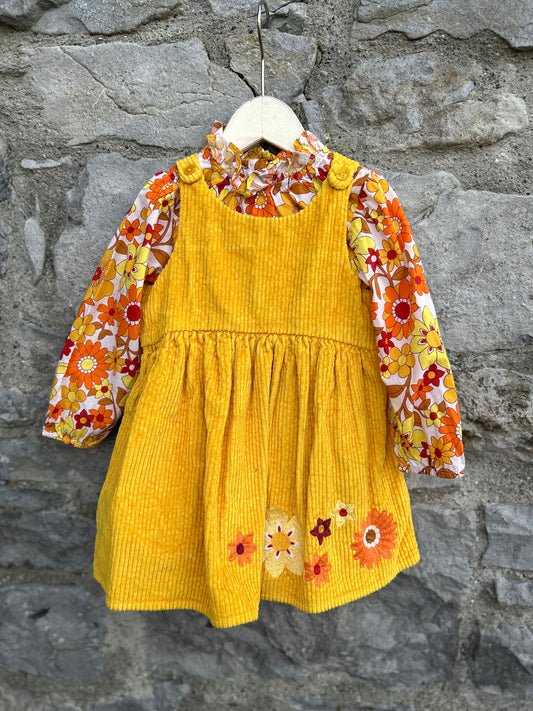 Orange&yellow flowers vest  12-18m (80-86cm)