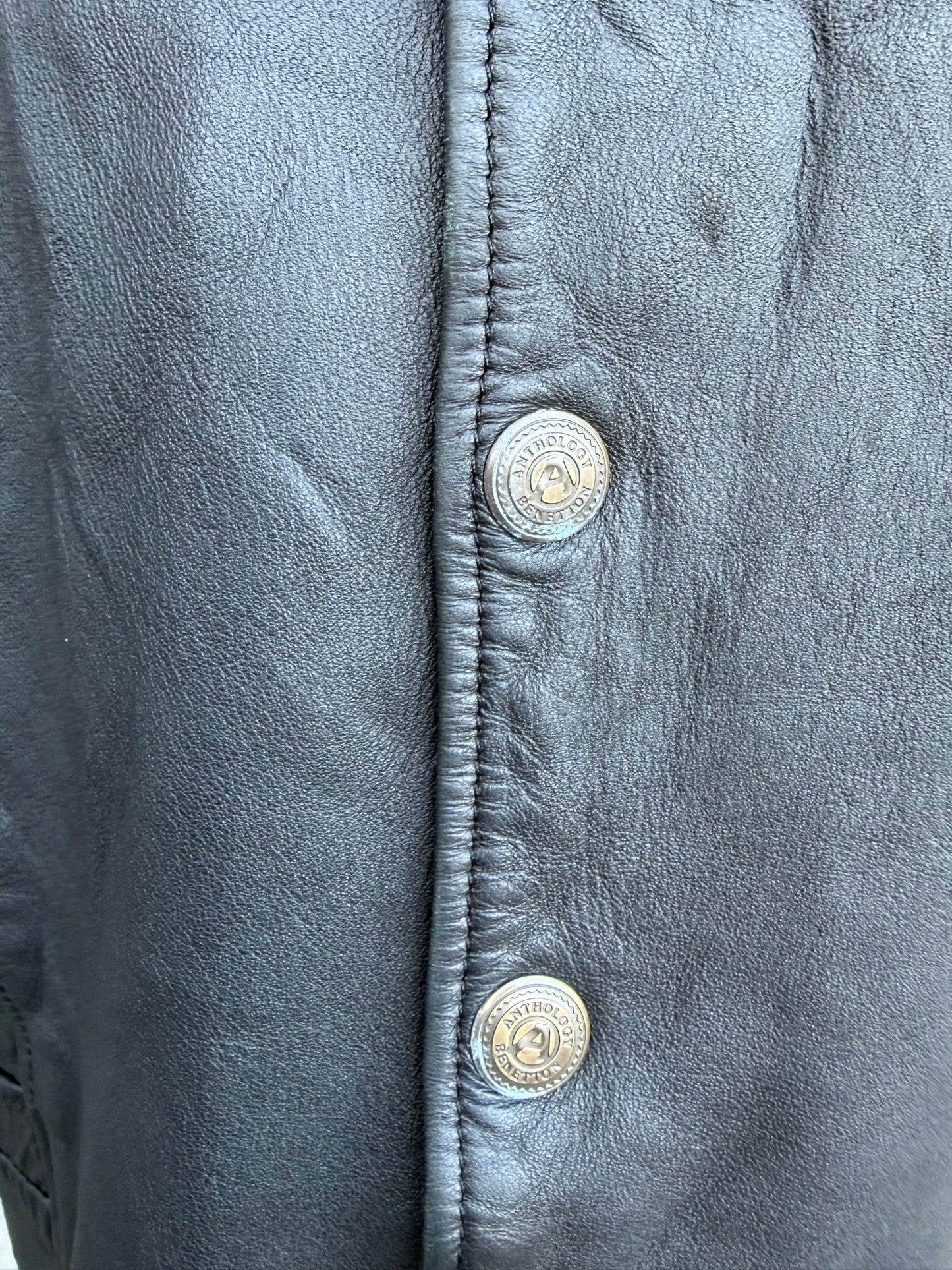 80s black leather jacket Large