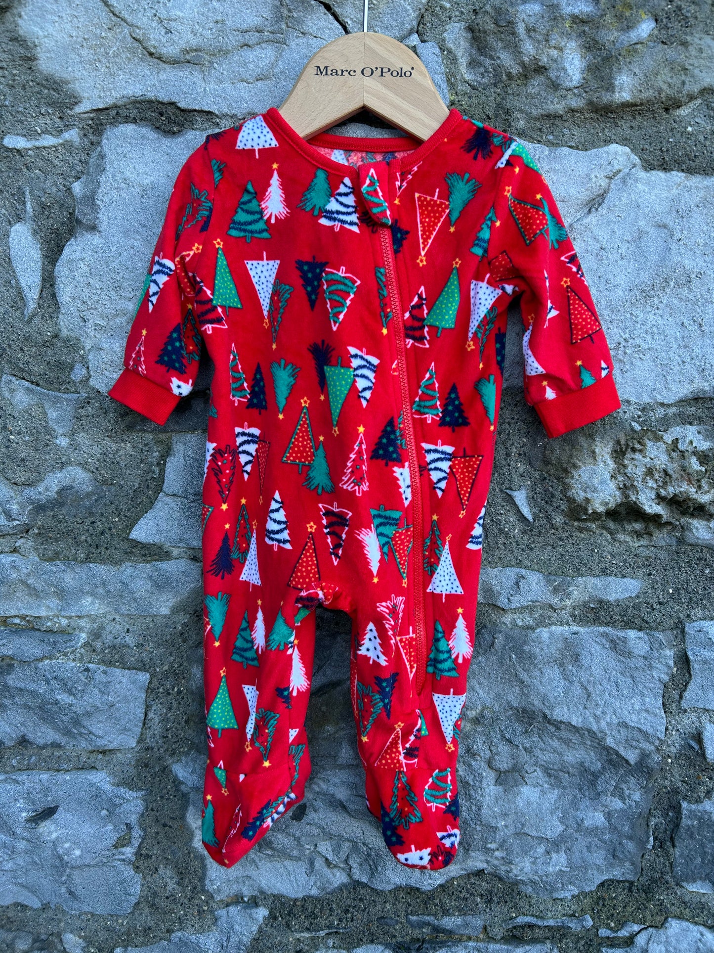 Christmas trees red fleece onesie  0-3m (56-62cm)