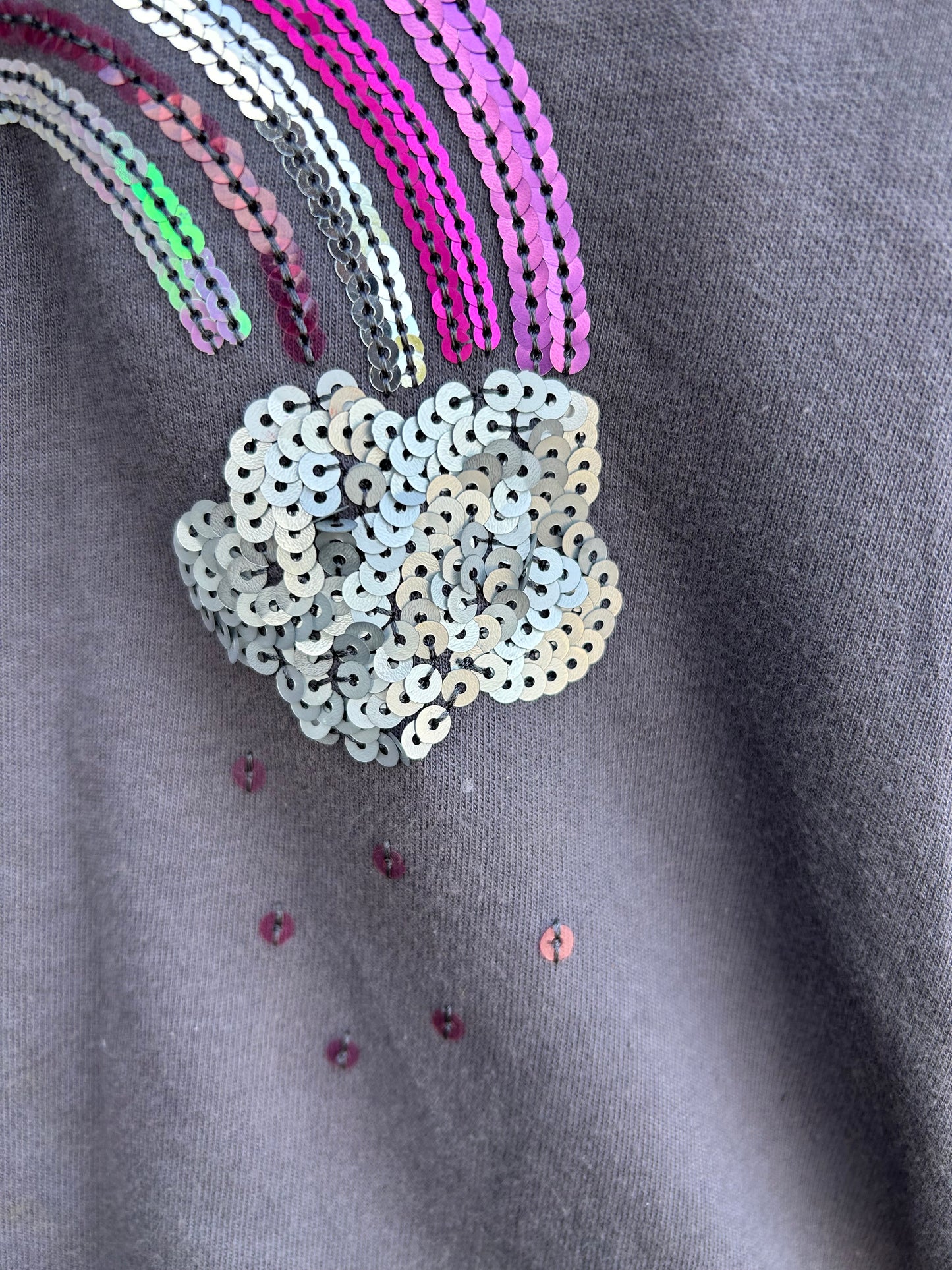 Sequin rainbow charcoal sweatshirt  6-7y (116-122cm)