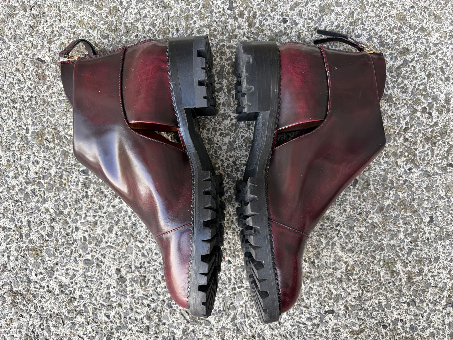 Burgundy Flammel cutout ankle boots  uk 6 (eu 39)