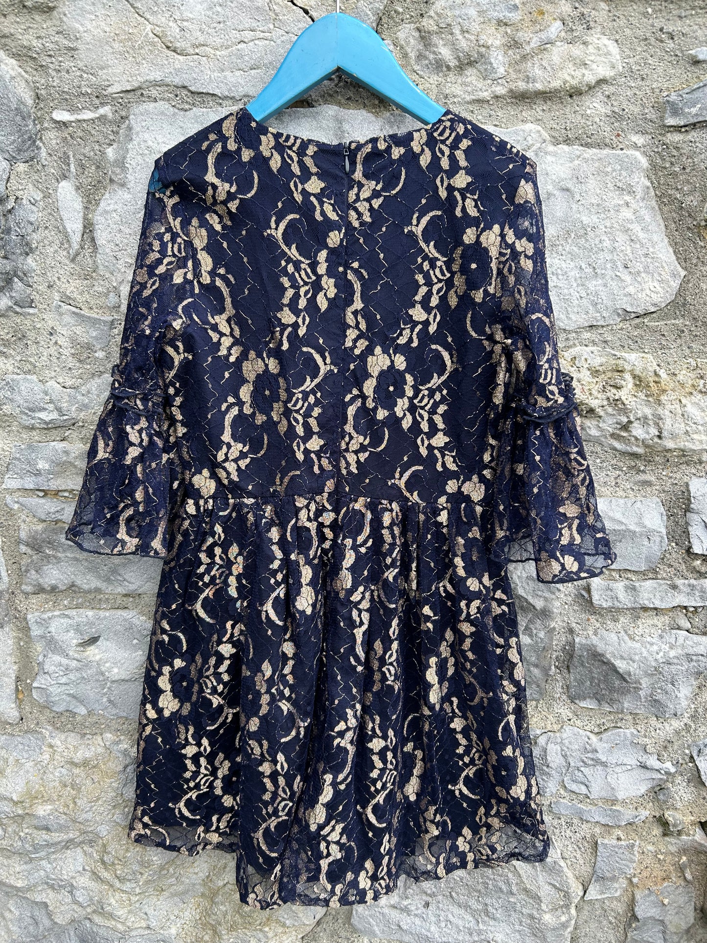 Navy&gold lace dress  11y (146cm)