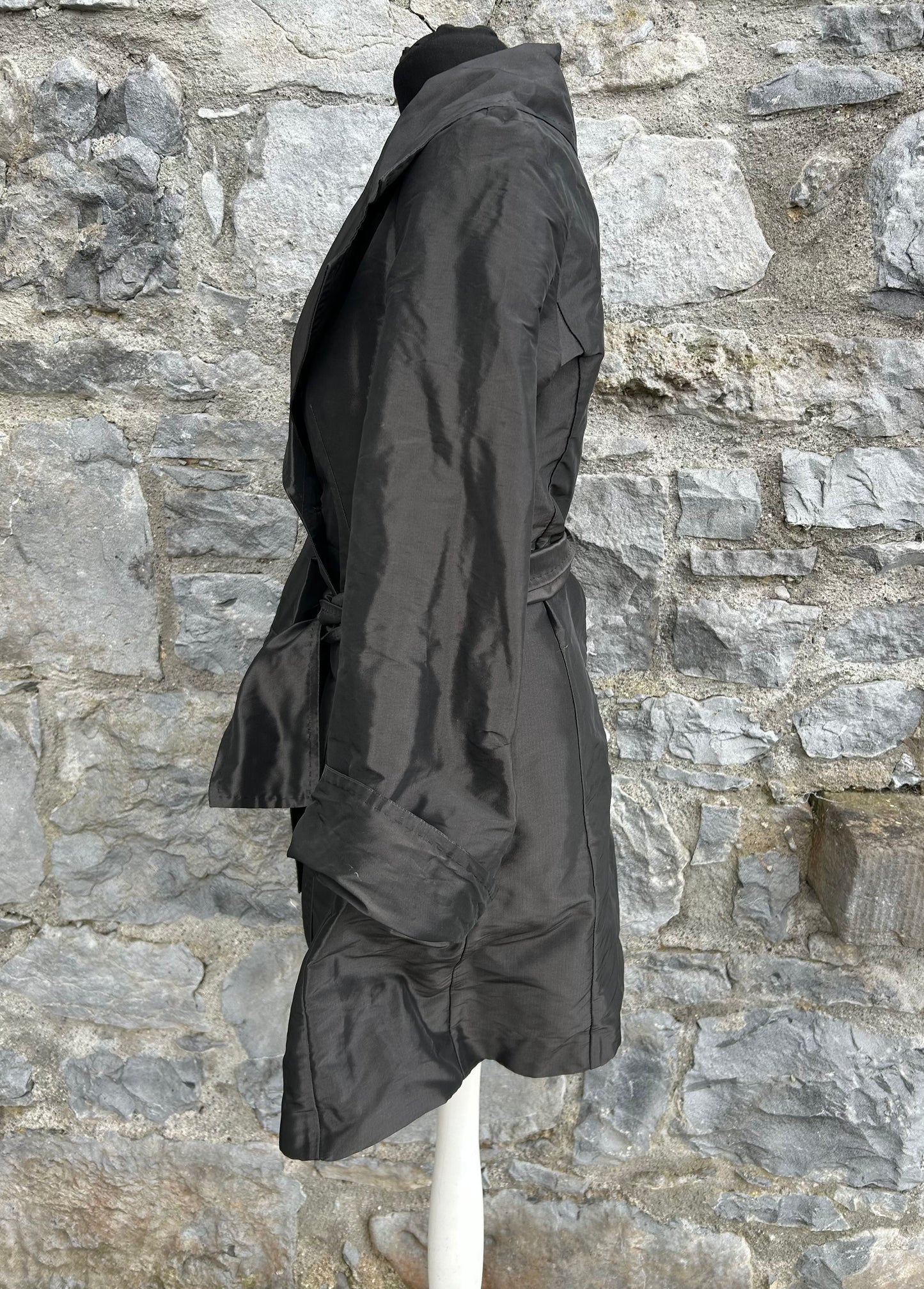 Shiny black lightweight coat uk 12