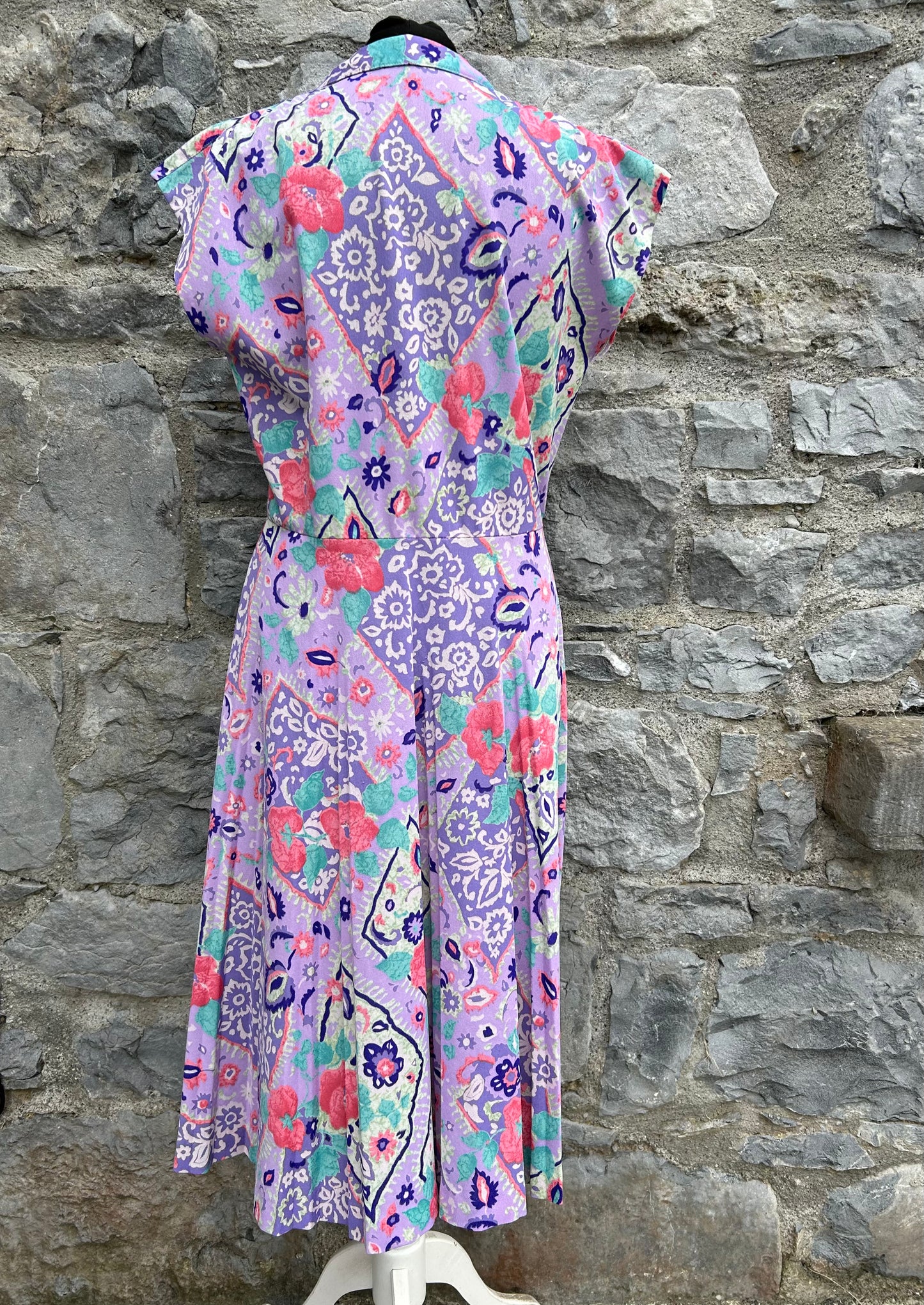 80s floral purple dress uk 12