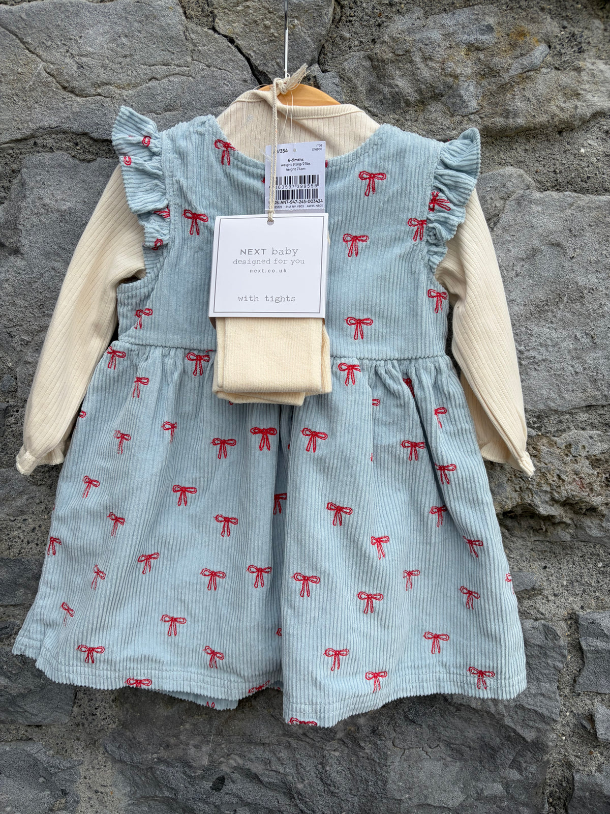 Blue pinafore&vest&tights  6-9m (68-74cm)