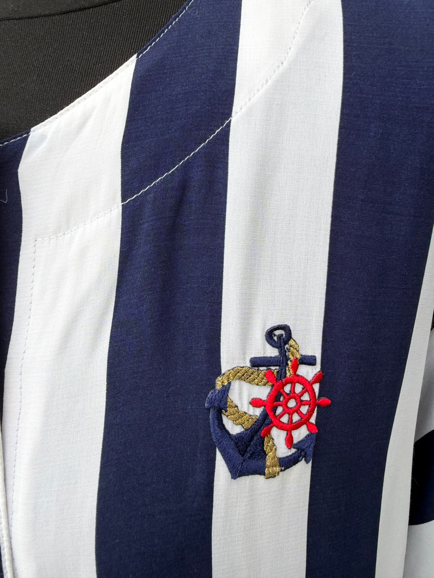 80s stripy navy long top uk 12