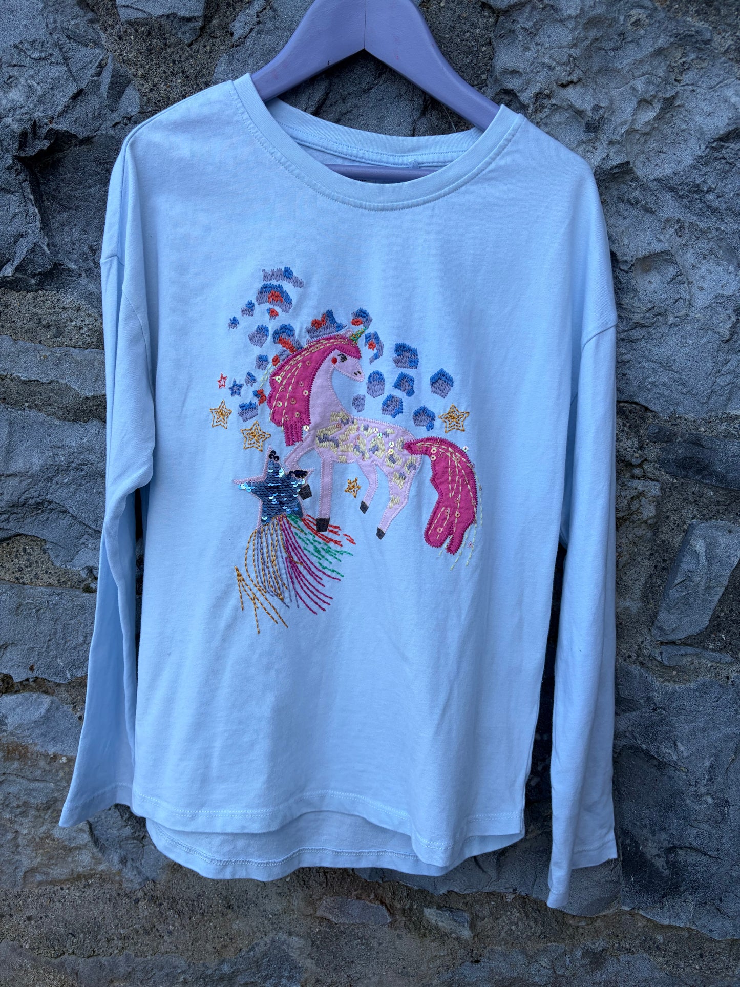 Unicorn light blue top  11y (146cm)