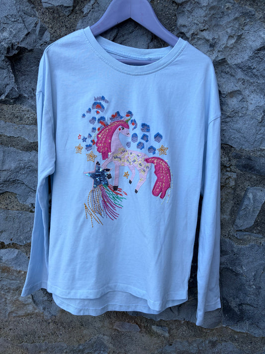Unicorn light blue top  11y (146cm)