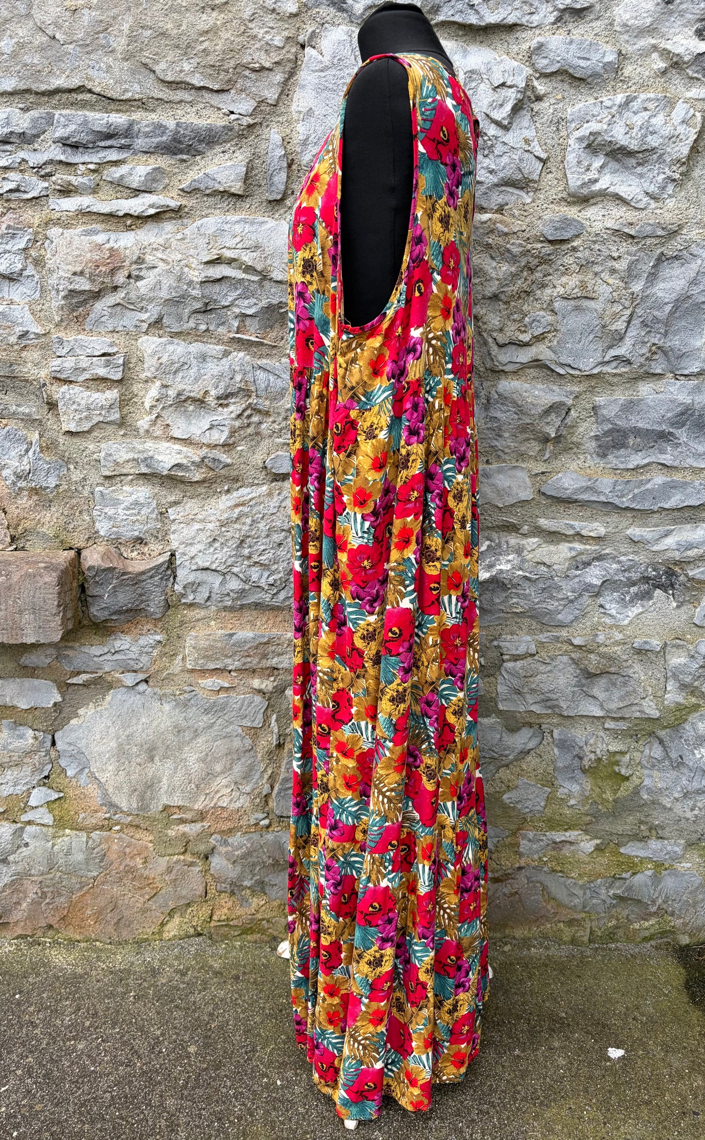 Colourful tropical flowers maxi dress uk 12-14