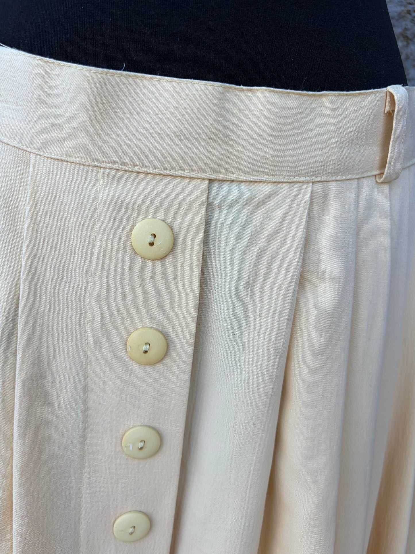 80s yellow button up skirt uk 14