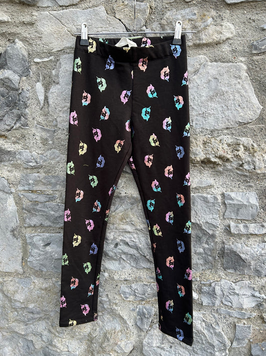 Shimmery unicorns black sweat leggings  9-10y (134-140cm)