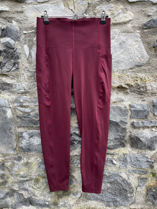 Sweaty Betty 7/8 maroon leggings uk 10-12