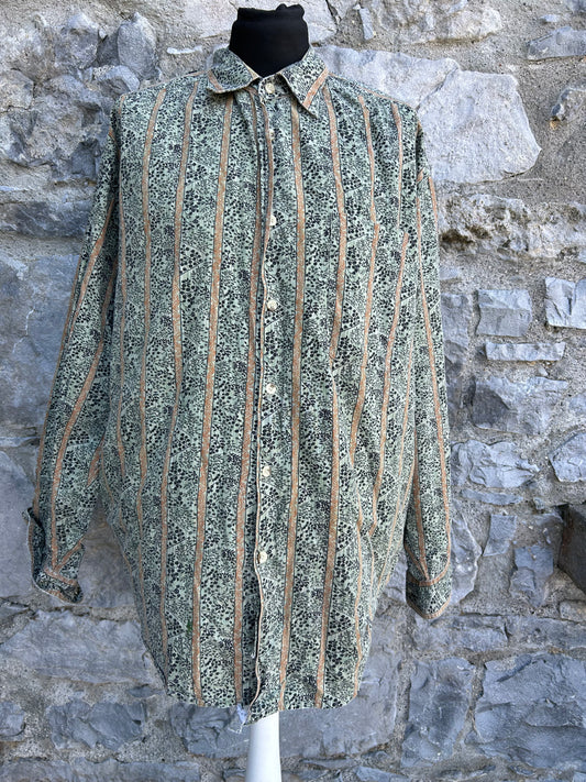 90s khaki tiny leaves shirt Large